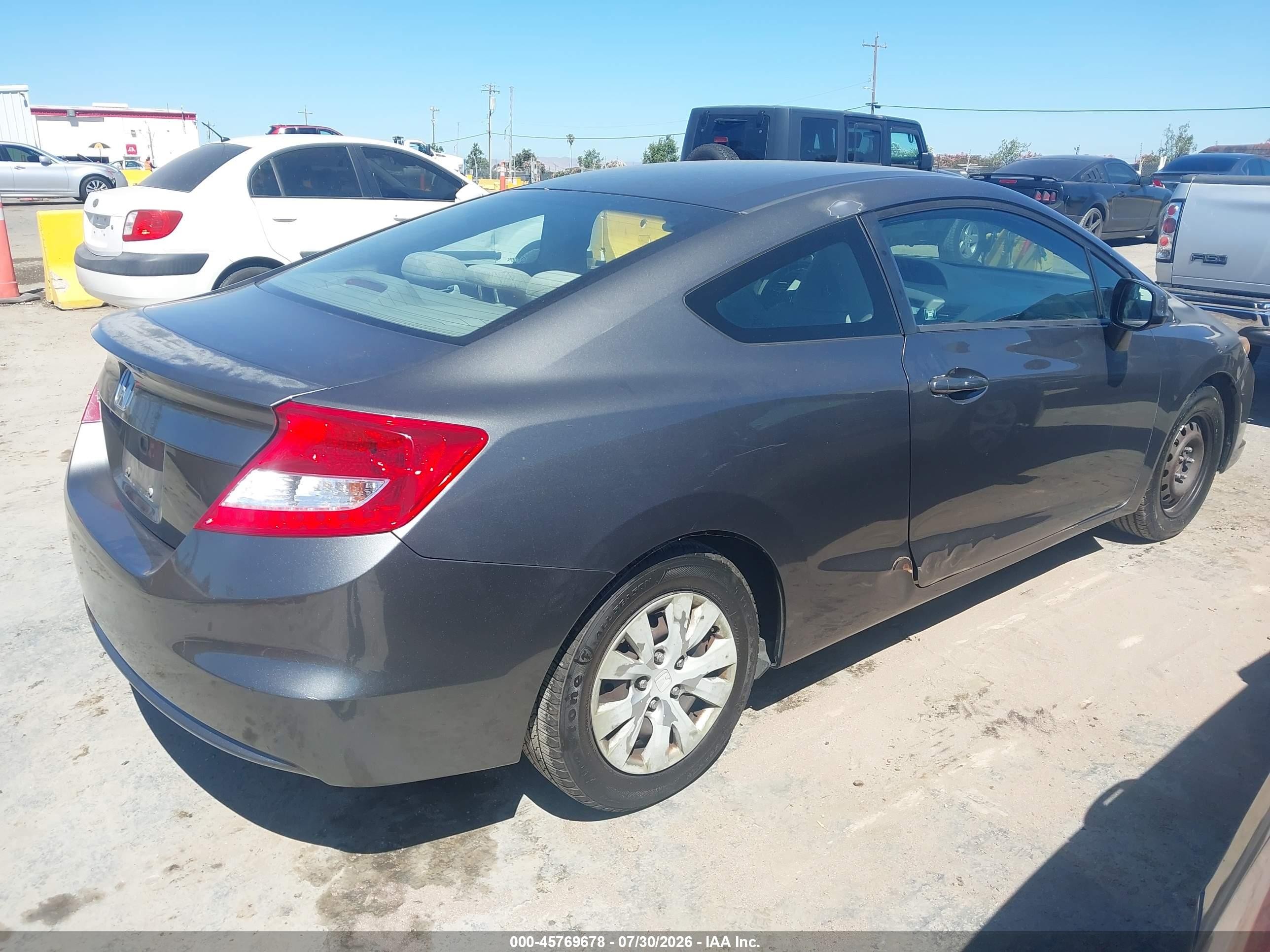 2012 Honda Civic Lx Gray vin: 2HGFG3B59CH524703