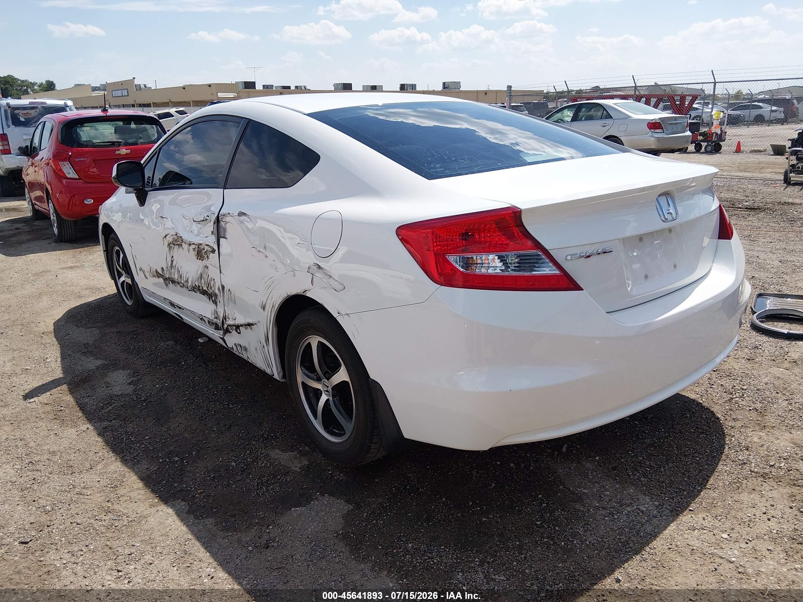 2012 Honda Civic Lx White vin: 2HGFG3B59CH546281