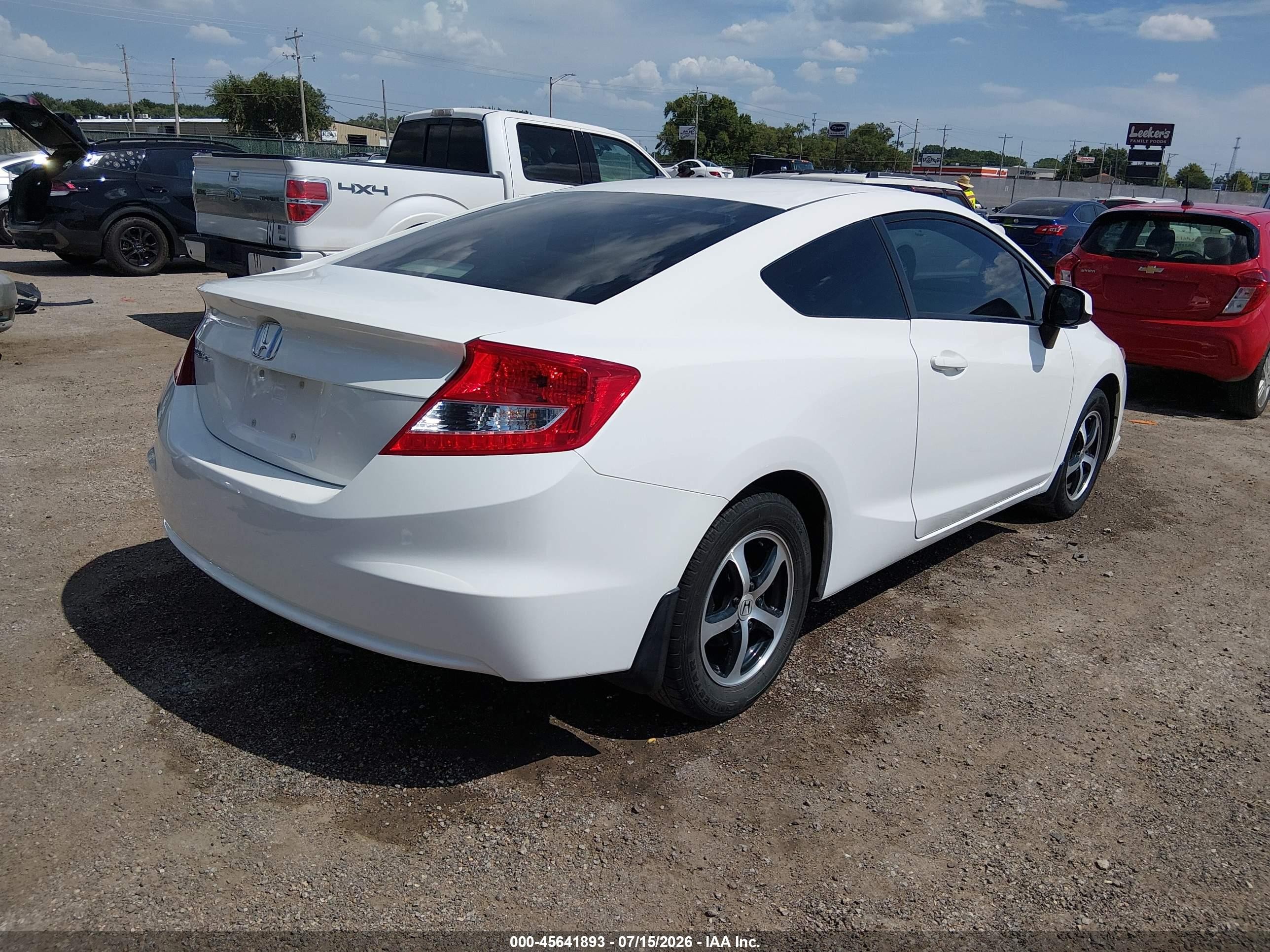 2012 Honda Civic Lx White vin: 2HGFG3B59CH546281