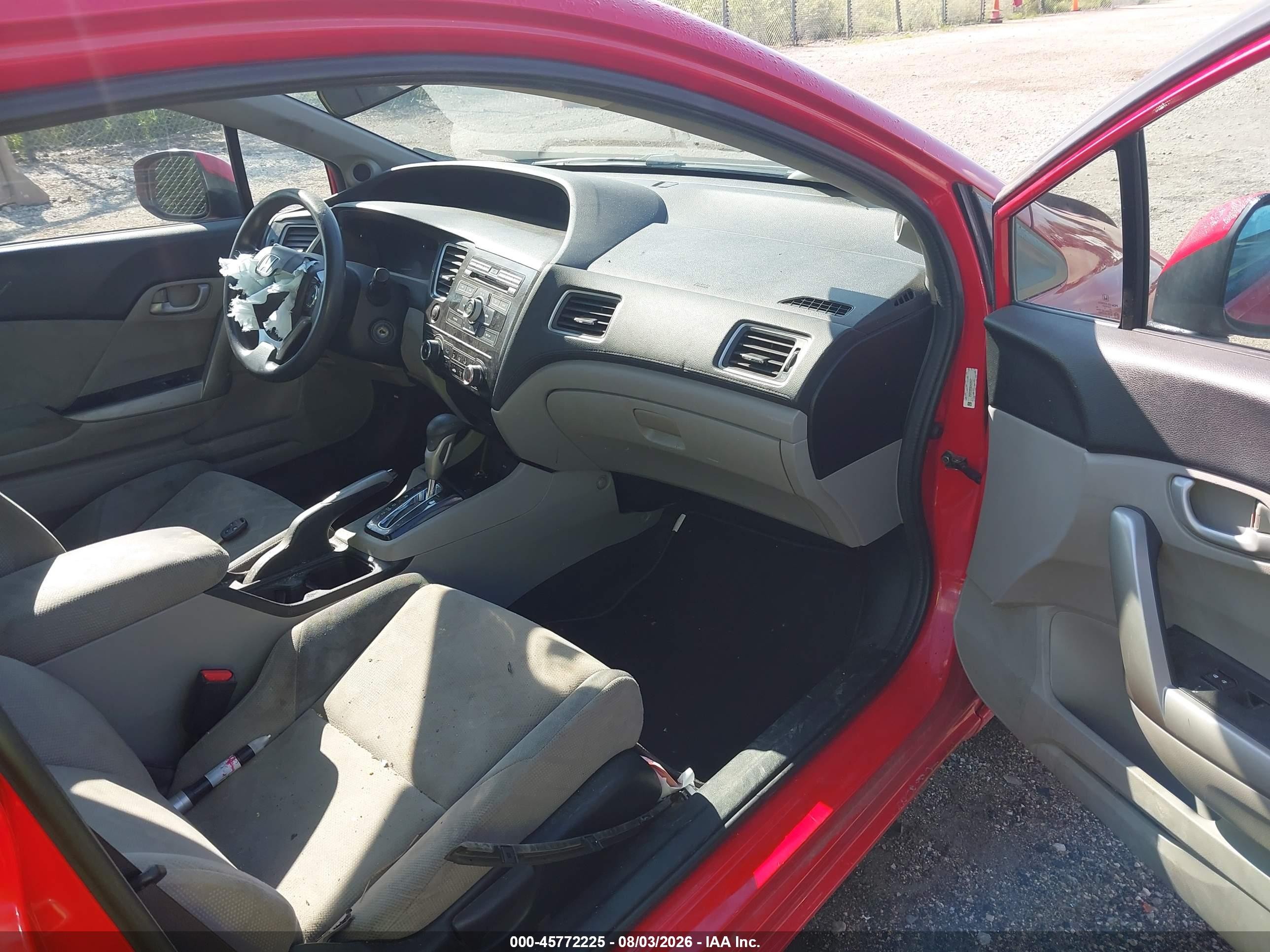 2013 Honda Civic Lx Red vin: 2HGFG3B59DH526937