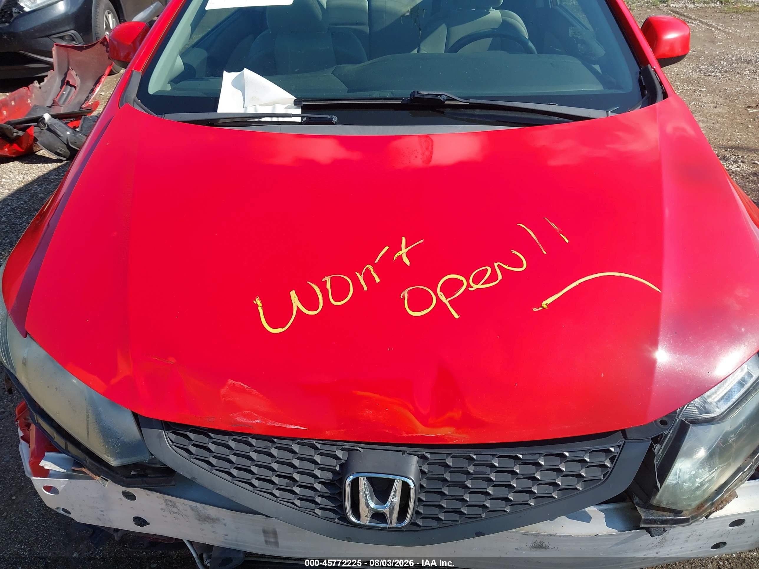 2013 Honda Civic Lx Red vin: 2HGFG3B59DH526937