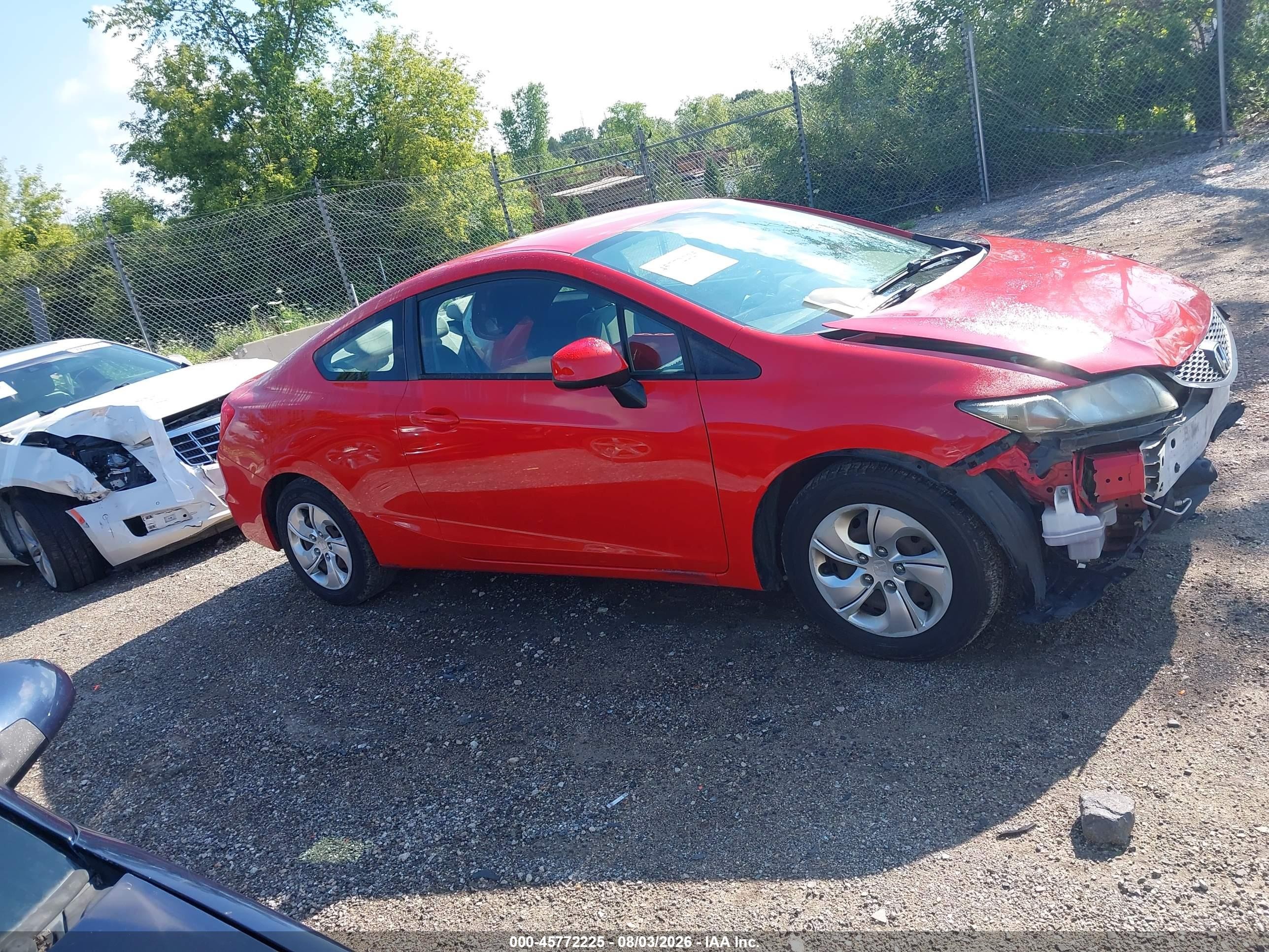 2013 Honda Civic Lx Red vin: 2HGFG3B59DH526937
