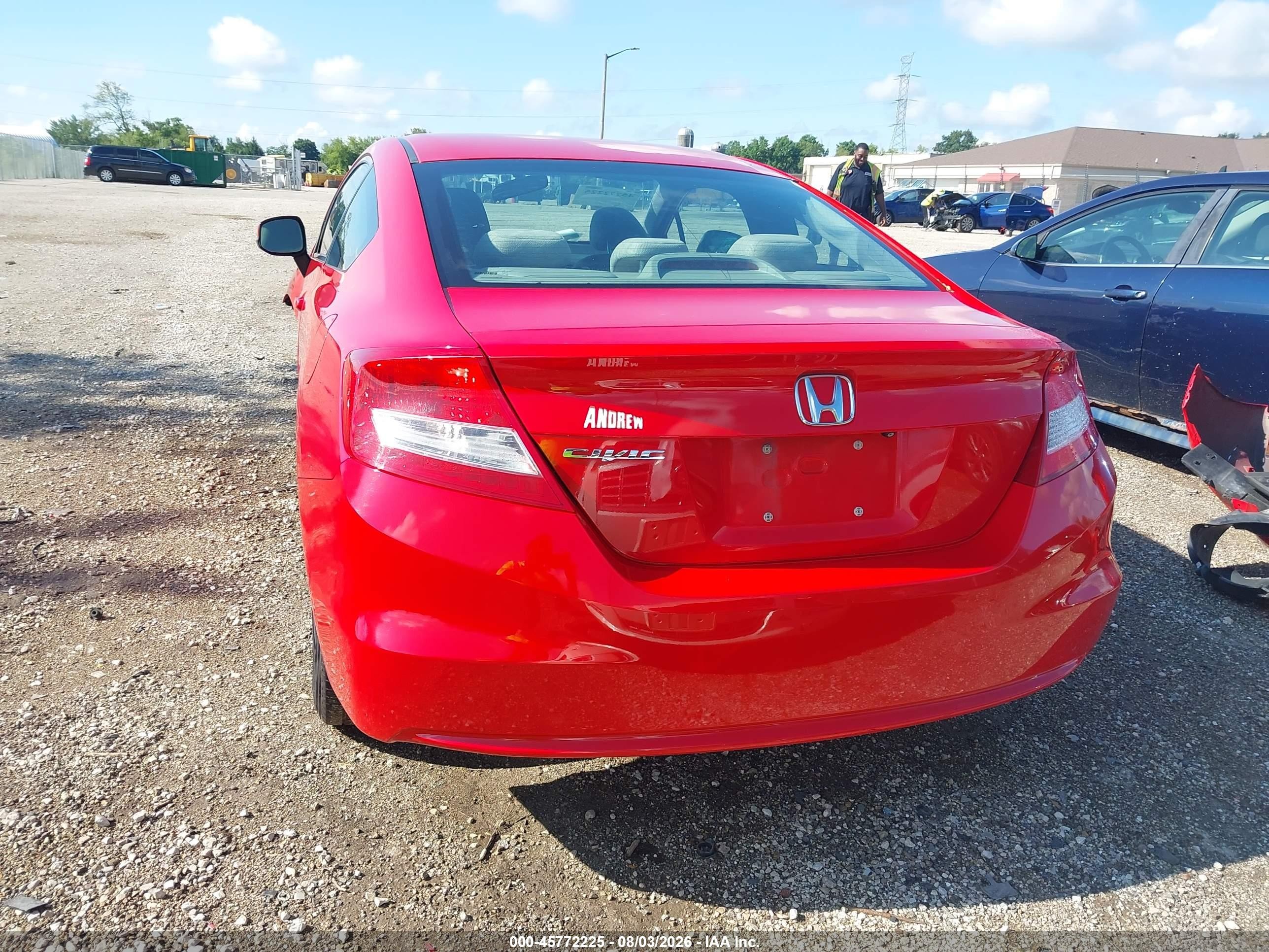 2013 Honda Civic Lx Red vin: 2HGFG3B59DH526937