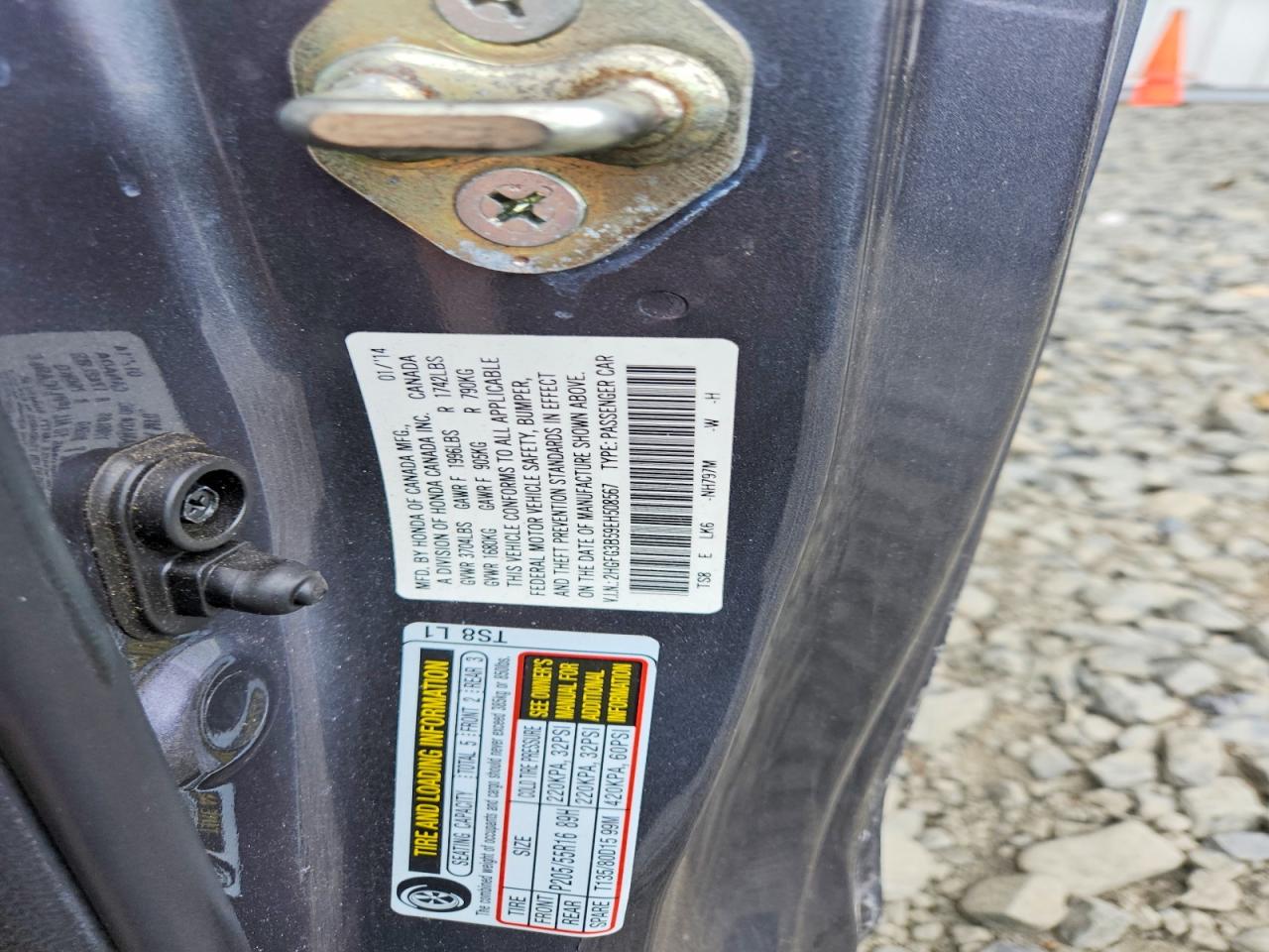 2014 Honda Civic Lx Gray vin: 2HGFG3B59EH508567