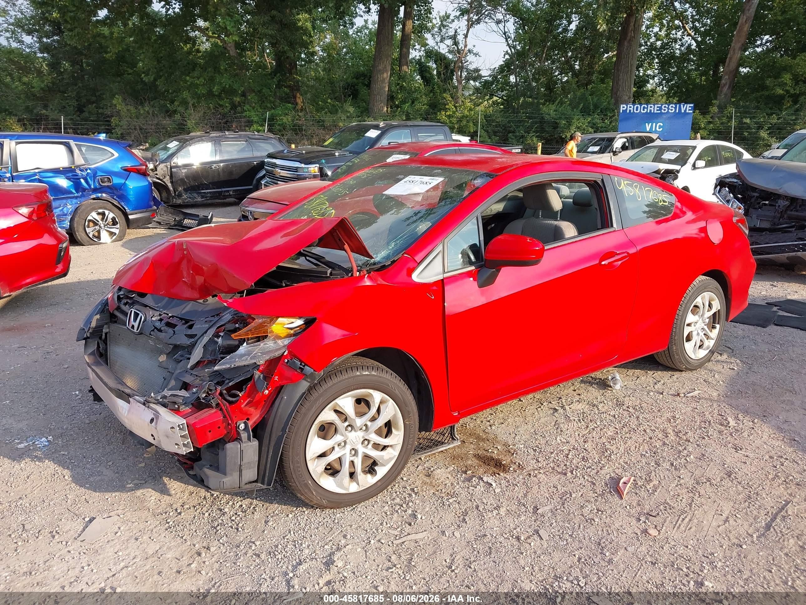 2014 Honda Civic Lx Red vin: 2HGFG3B59EH522095