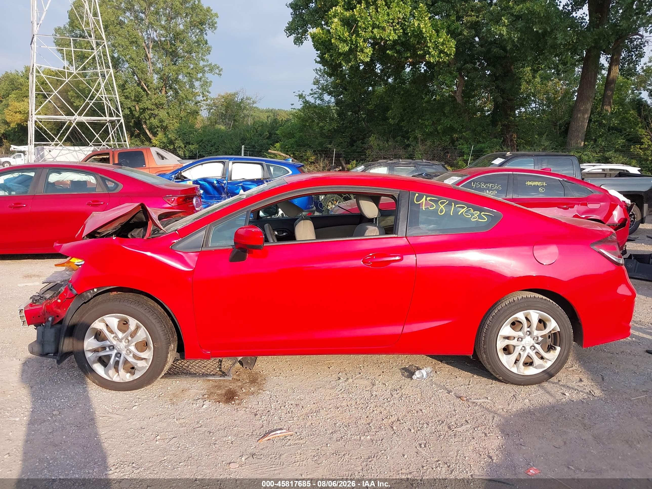 2014 Honda Civic Lx Red vin: 2HGFG3B59EH522095