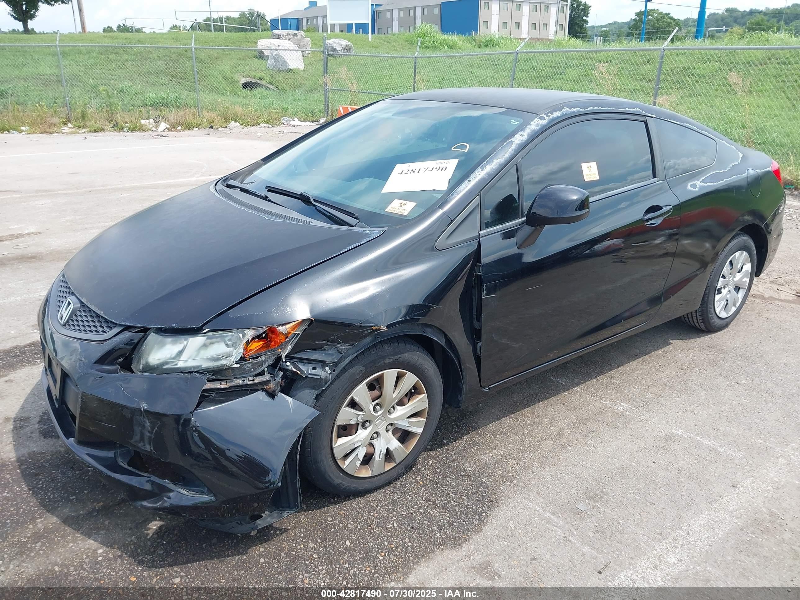 2012 Honda Civic Lx Black vin: 2HGFG3B5XCH565308