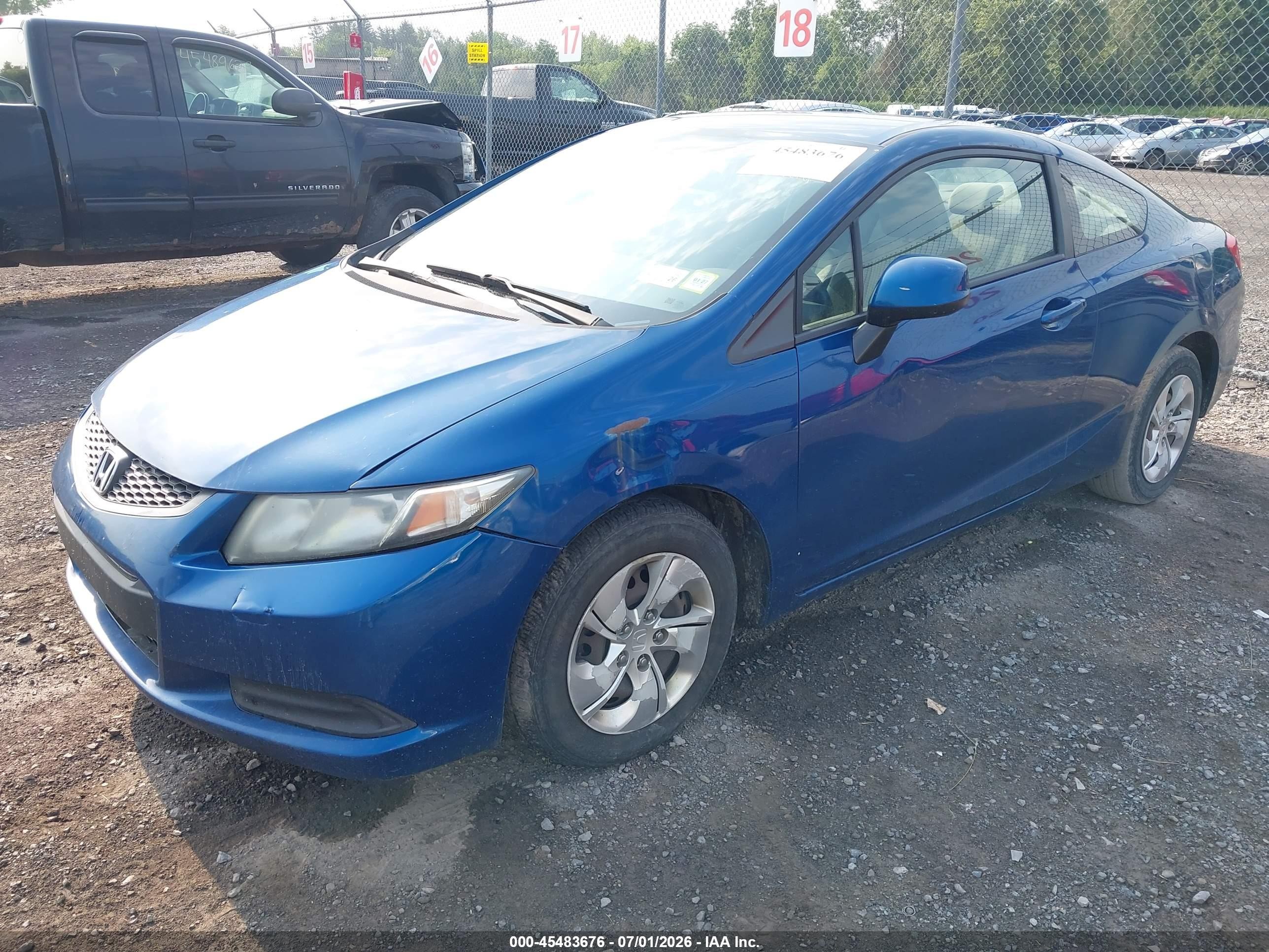 2013 Honda Civic Lx Blue vin: 2HGFG3B5XDH512366