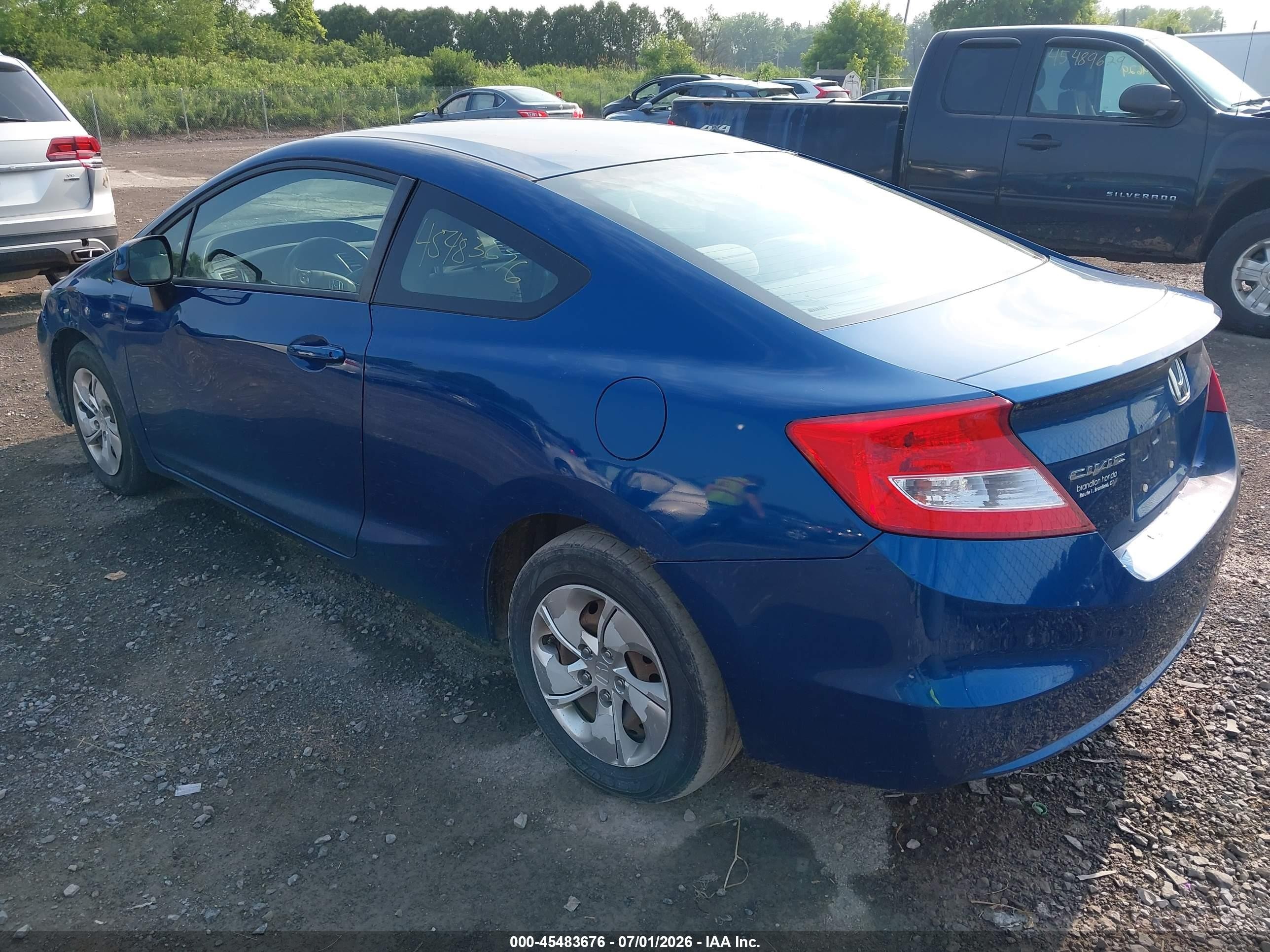 2013 Honda Civic Lx Blue vin: 2HGFG3B5XDH512366