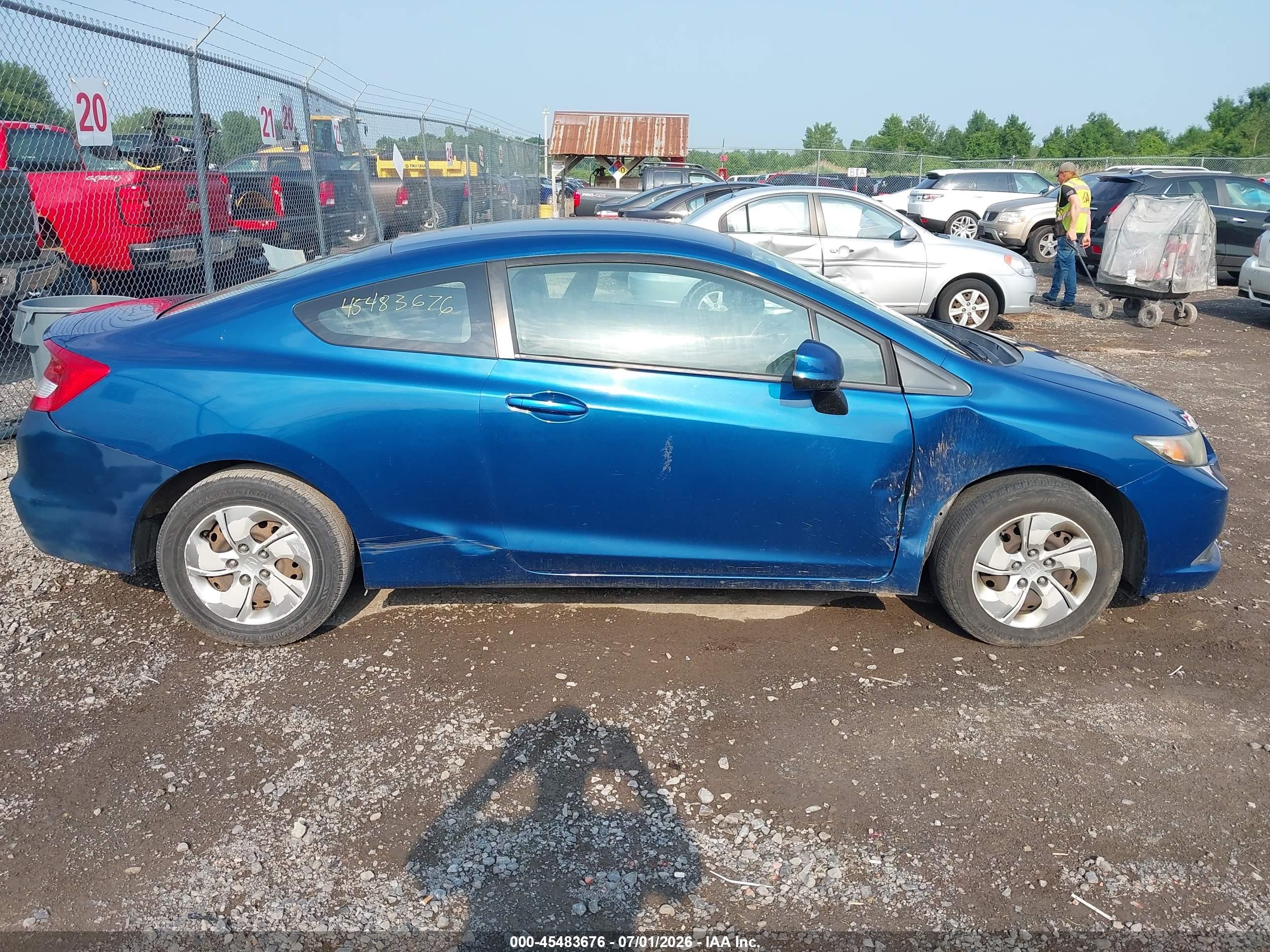 2013 Honda Civic Lx Blue vin: 2HGFG3B5XDH512366