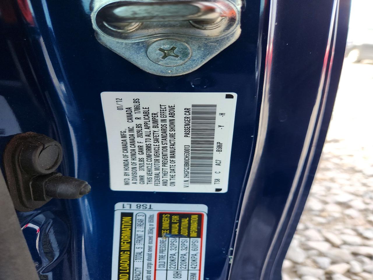 2012 Honda Civic Ex Blue vin: 2HGFG3B80CH530013