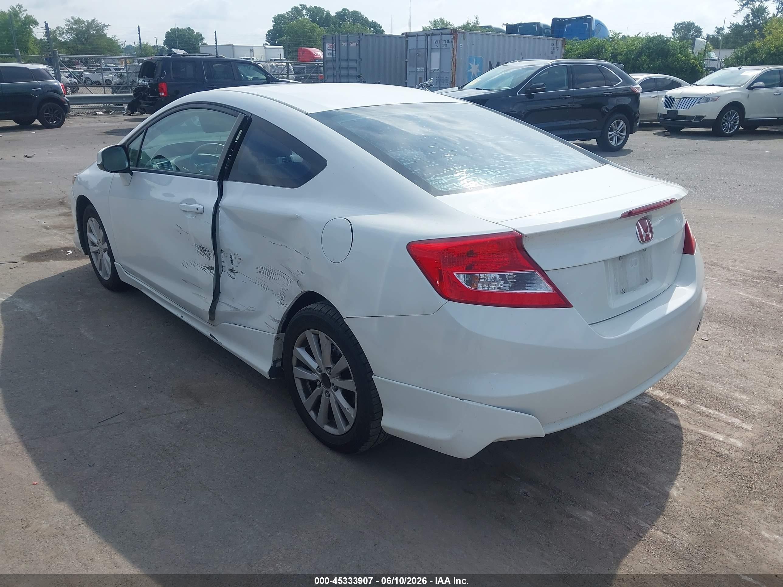 2012 Honda Civic Ex White vin: 2HGFG3B81CH519196