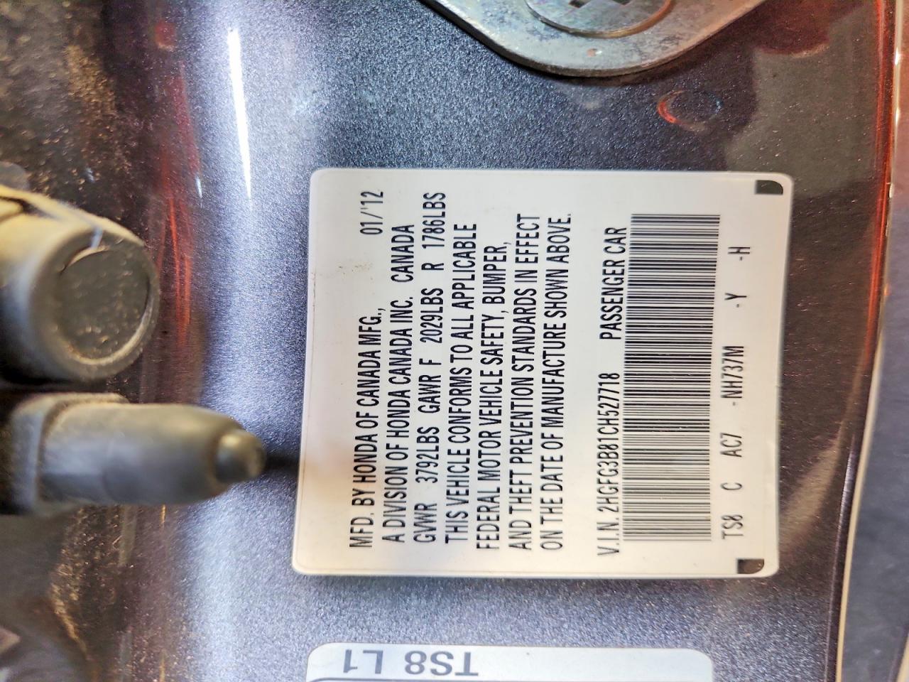 2012 Honda Civic Ex Gray vin: 2HGFG3B81CH527718