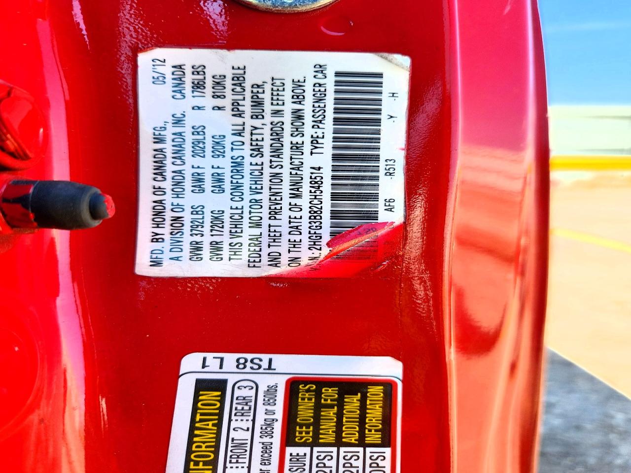 2012 Honda Civic Ex Red vin: 2HGFG3B82CH548514