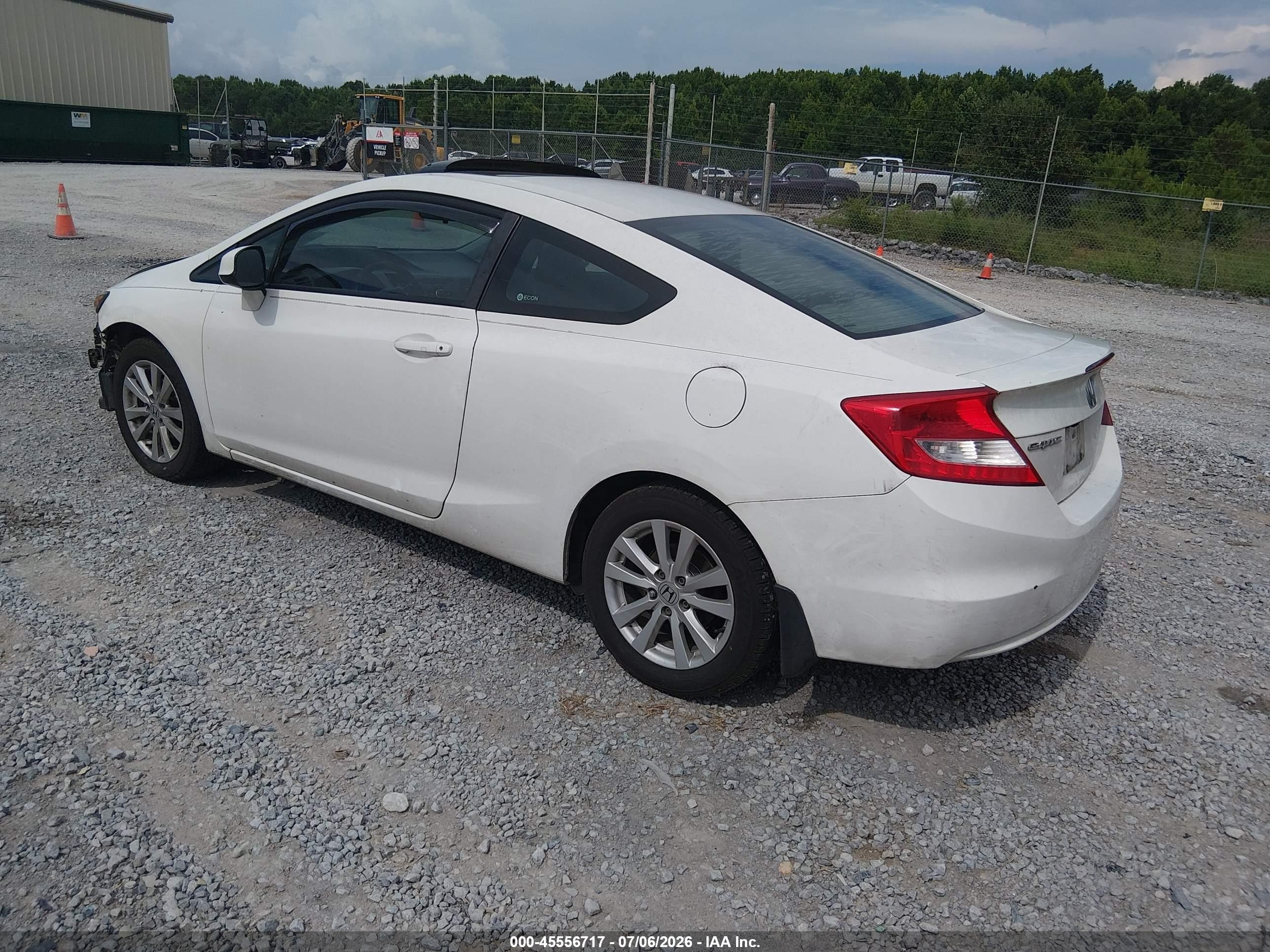 2012 Honda Civic Ex White vin: 2HGFG3B84CH501808
