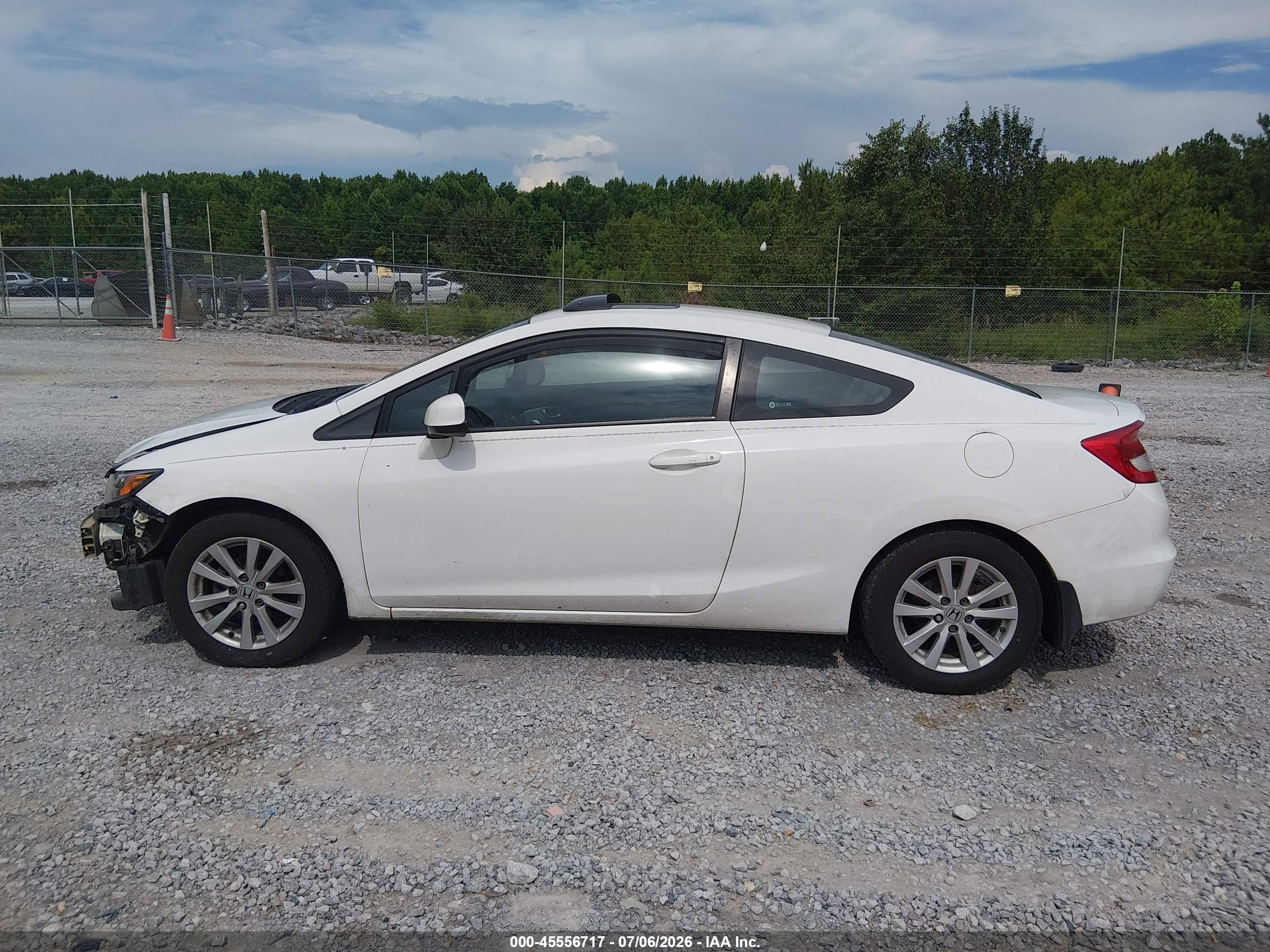 2012 Honda Civic Ex White vin: 2HGFG3B84CH501808