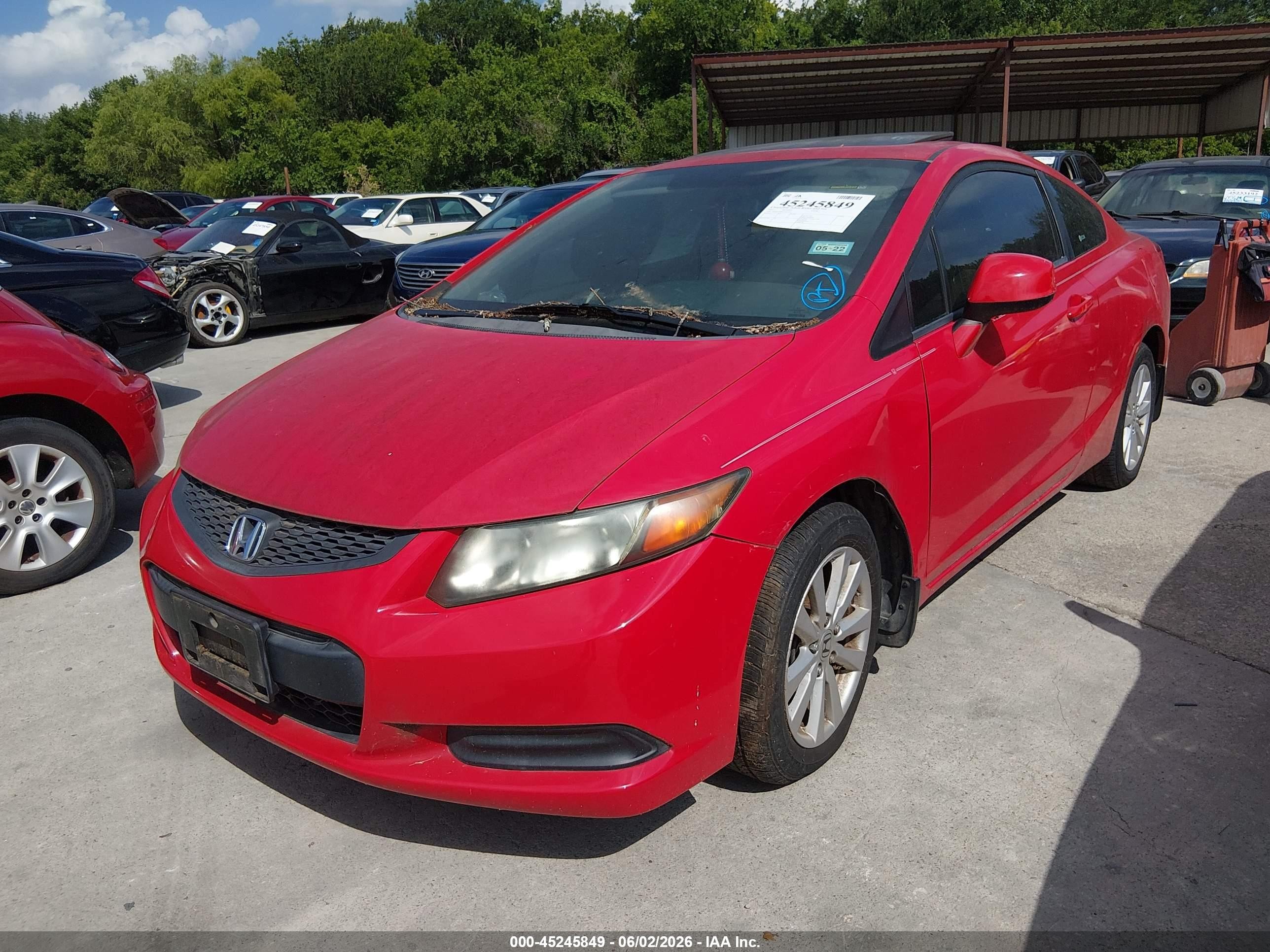 2012 Honda Civic Ex Red vin: 2HGFG3B85CH561077