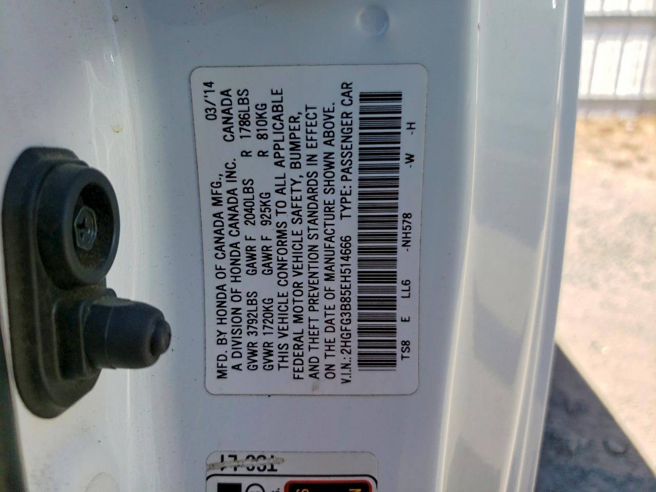 2014 Honda Civic Ex Белый vin: 2HGFG3B85EH514666