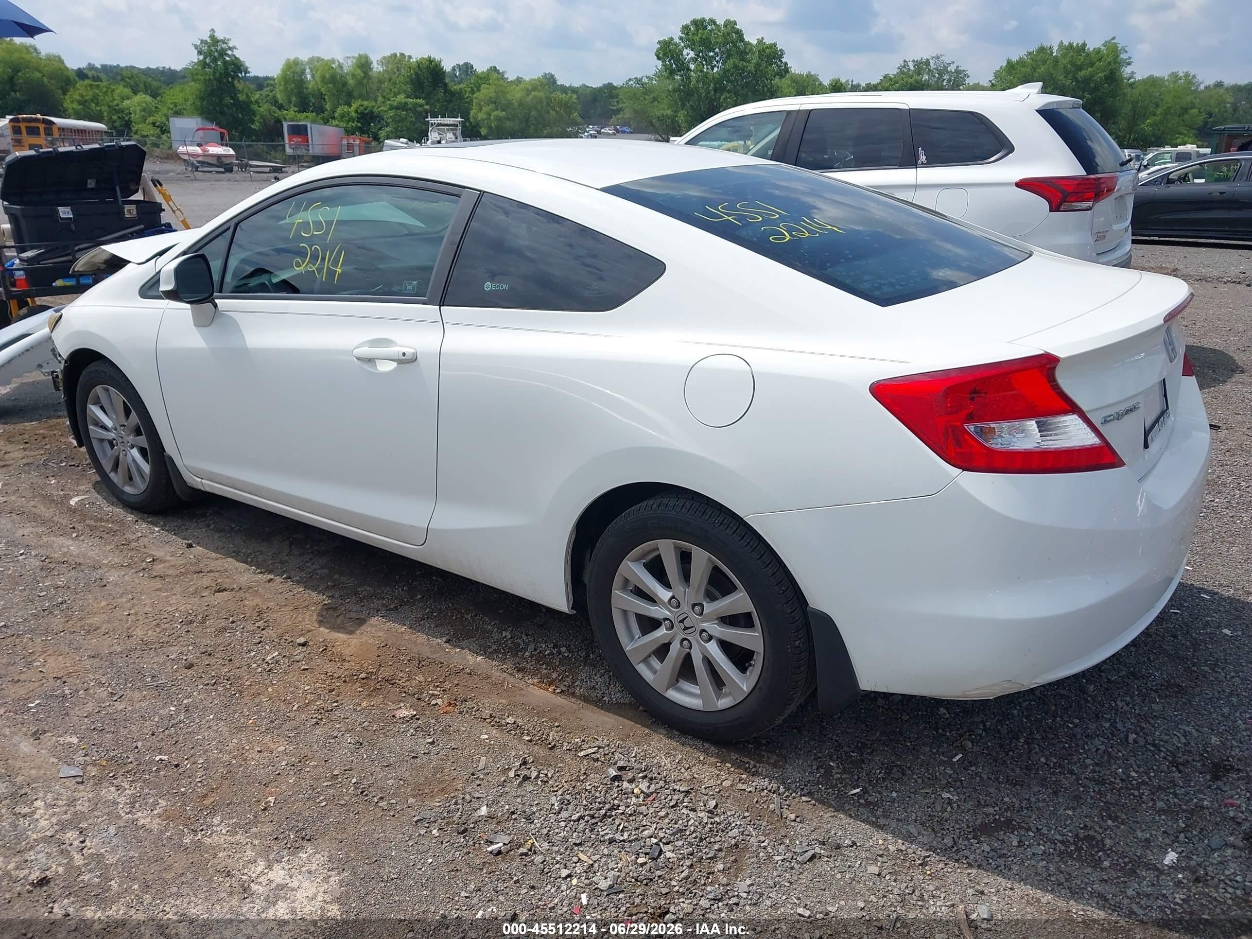 2012 Honda Civic Ex White vin: 2HGFG3B86CH505780