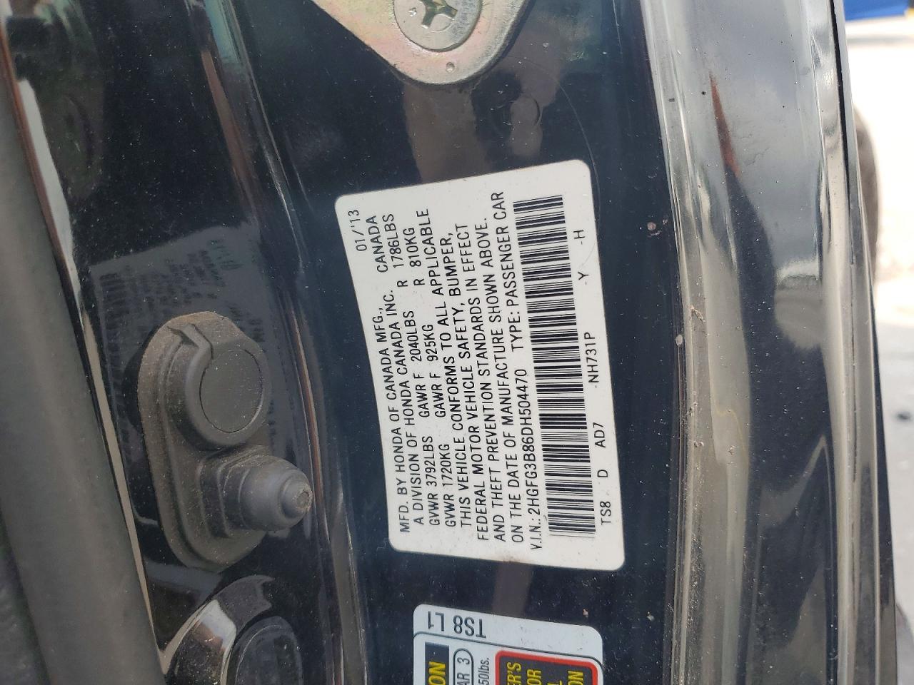 2013 Honda Civic Ex Black vin: 2HGFG3B86DH504470