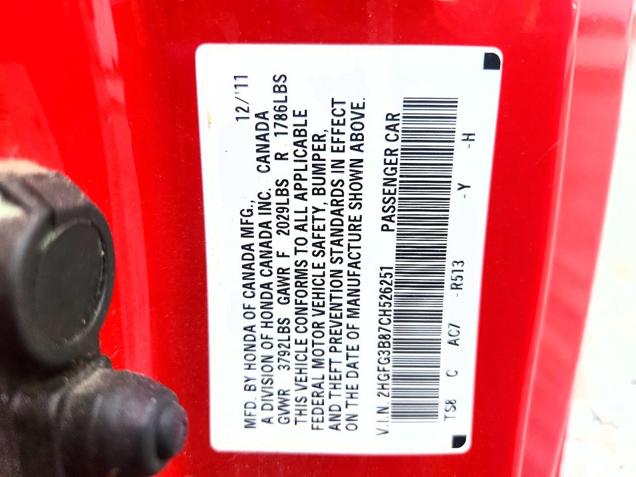 2012 Honda Civic Ex Red vin: 2HGFG3B87CH526251