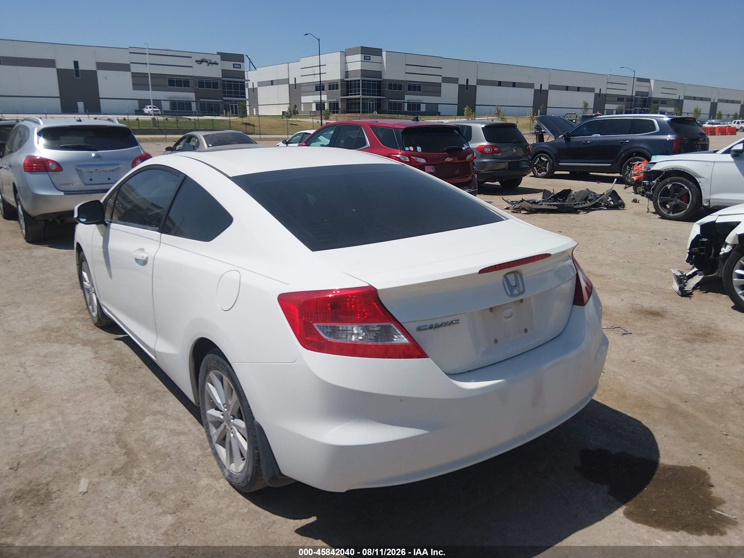 2012 Honda Civic Ex White vin: 2HGFG3B87CH545785