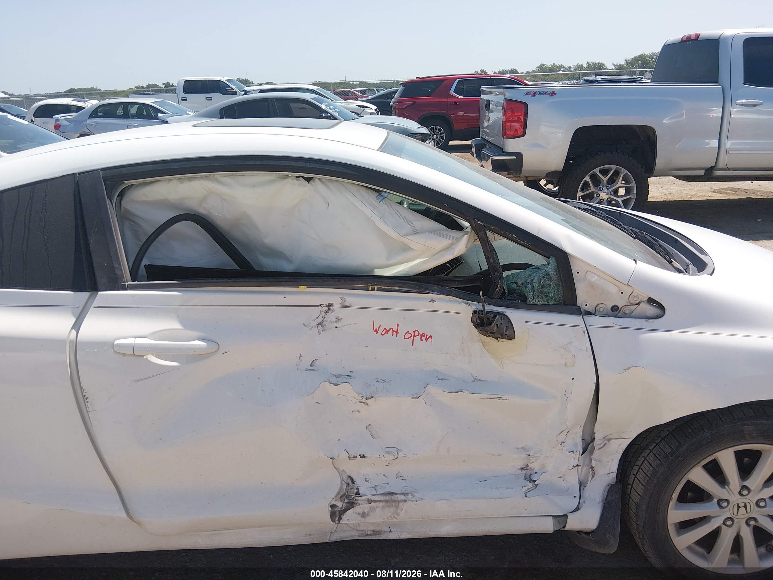 2012 Honda Civic Ex White vin: 2HGFG3B87CH545785