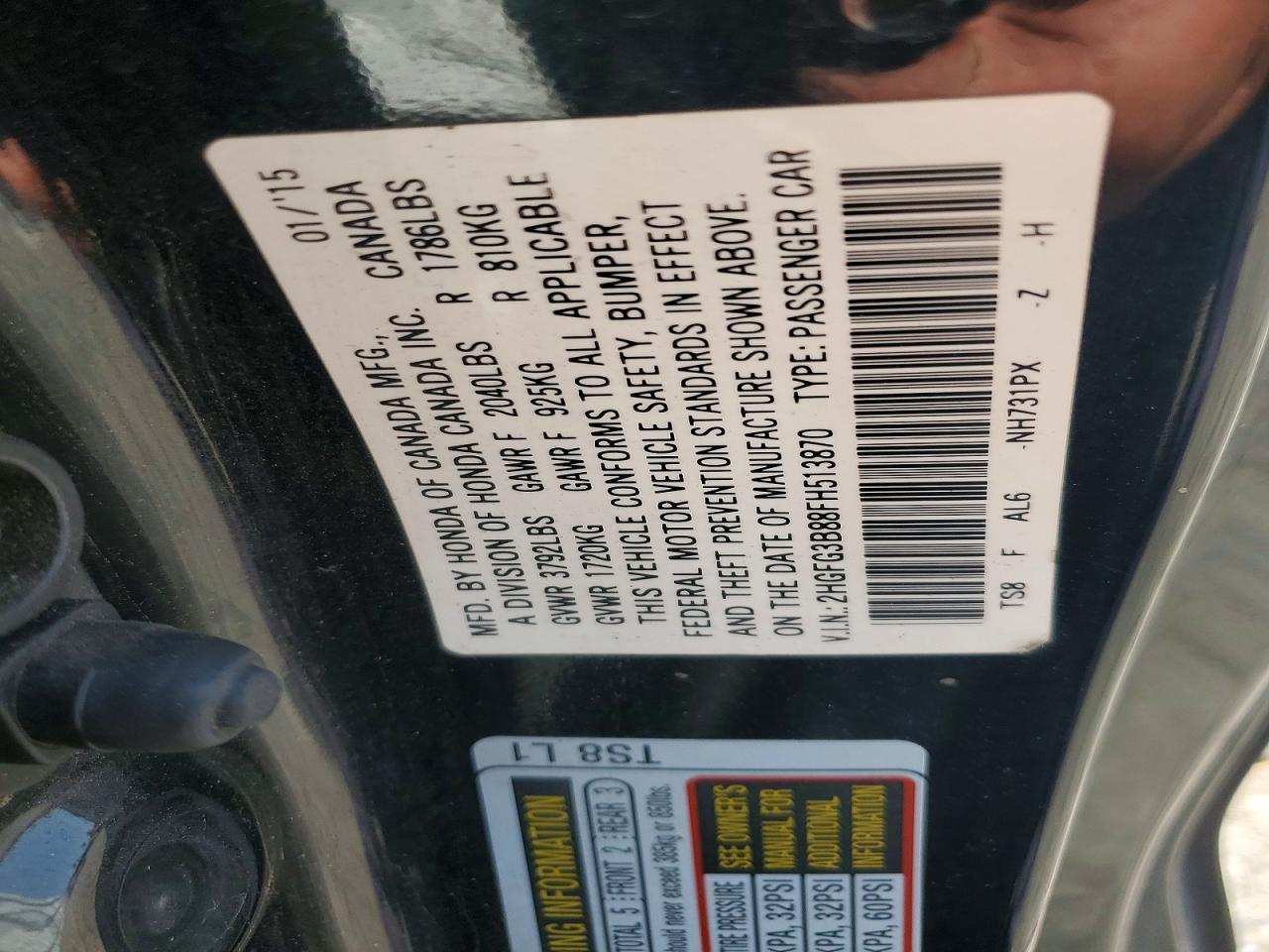 2015 Honda Civic Ex Black vin: 2HGFG3B88FH513870