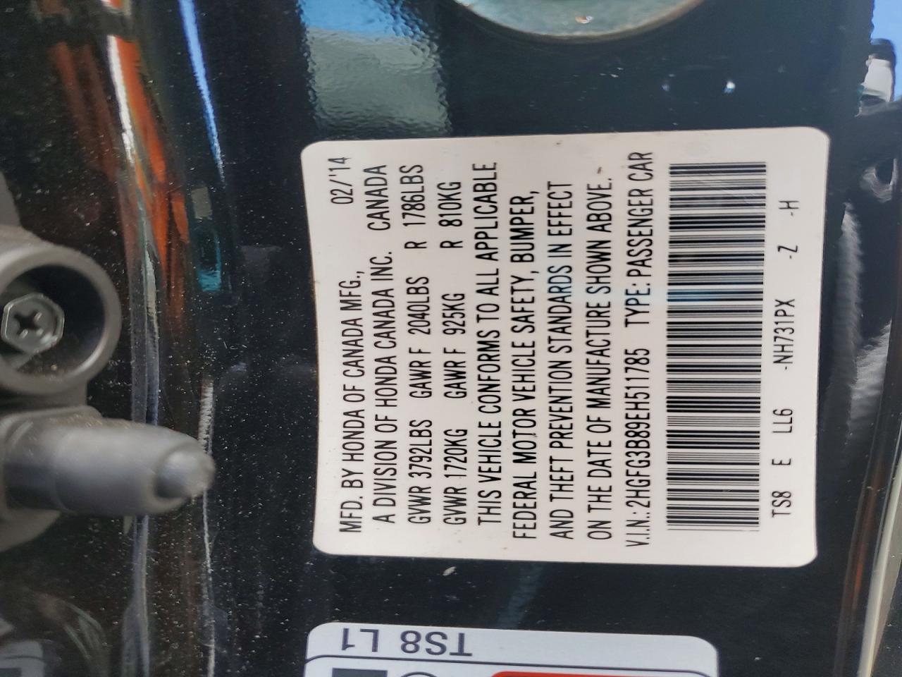 2014 Honda Civic Ex Black vin: 2HGFG3B89EH511785