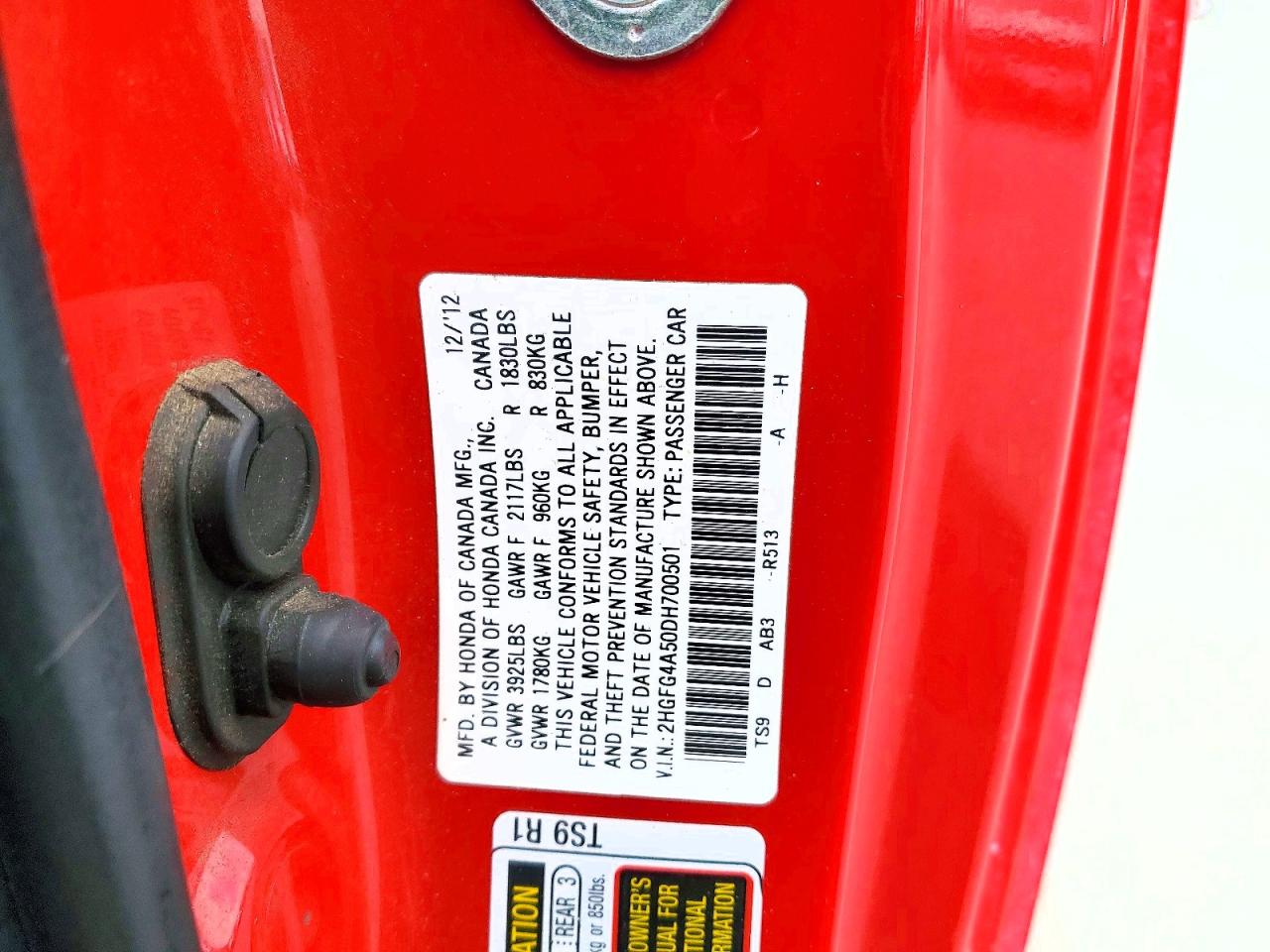 2013 Honda Civic Si Red vin: 2HGFG4A50DH700501