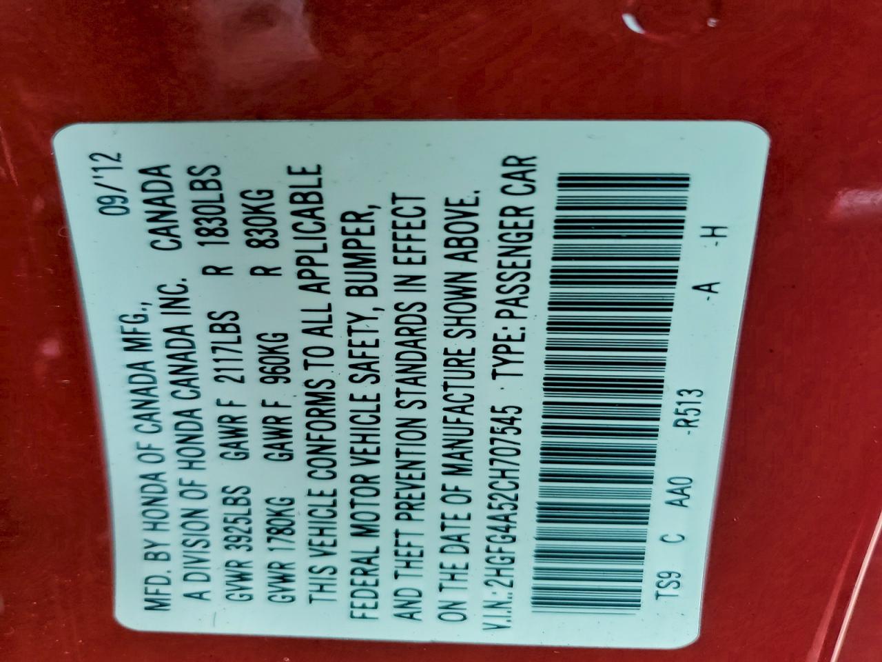 2012 Honda Civic Si Red vin: 2HGFG4A52CH707545