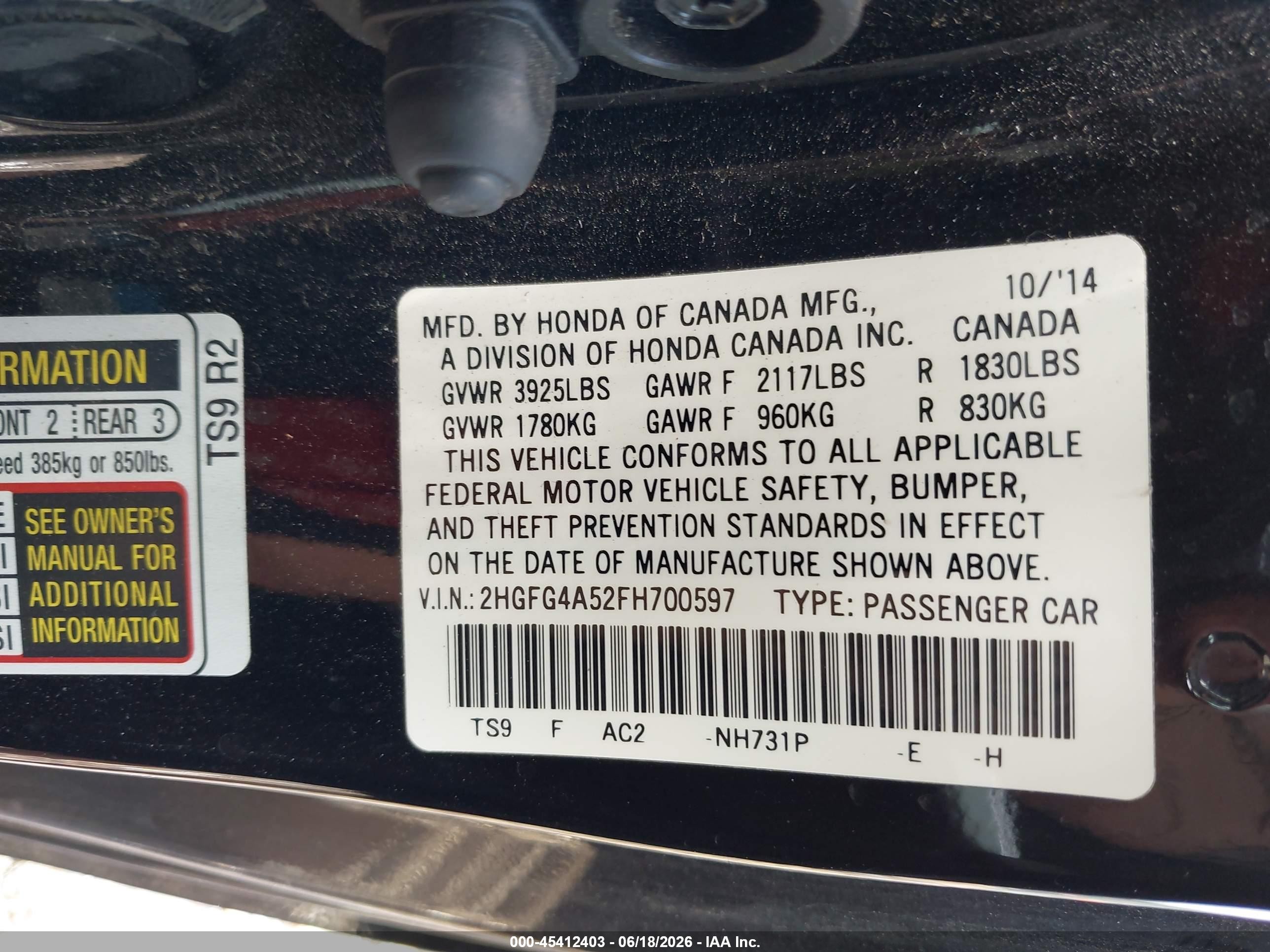 2015 Honda Civic Si Black vin: 2HGFG4A52FH700597