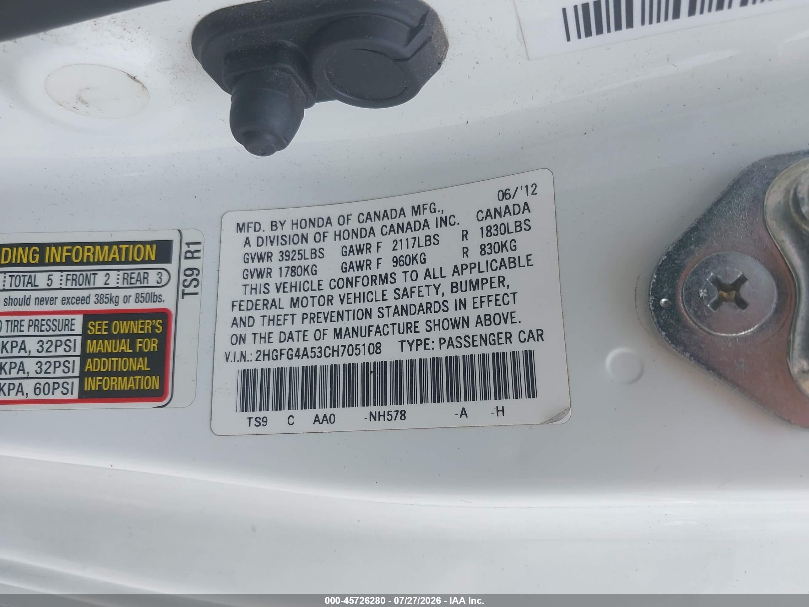 2012 Honda Civic Si White vin: 2HGFG4A53CH705108