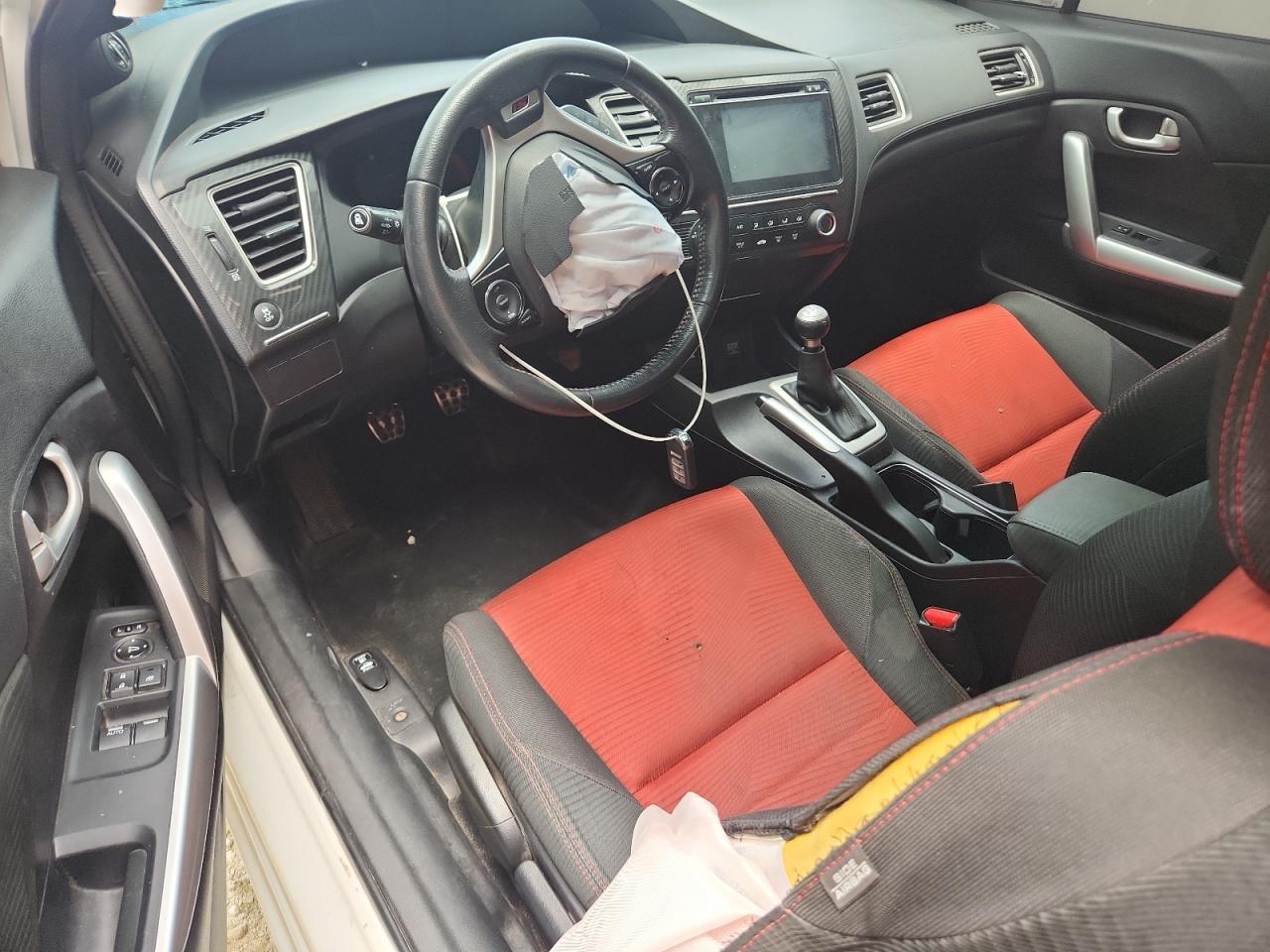 2014 Honda Civic Si White vin: 2HGFG4A53EH701191 Damage: Left Front Seat, Burn Hole, 1 To 2 Inches