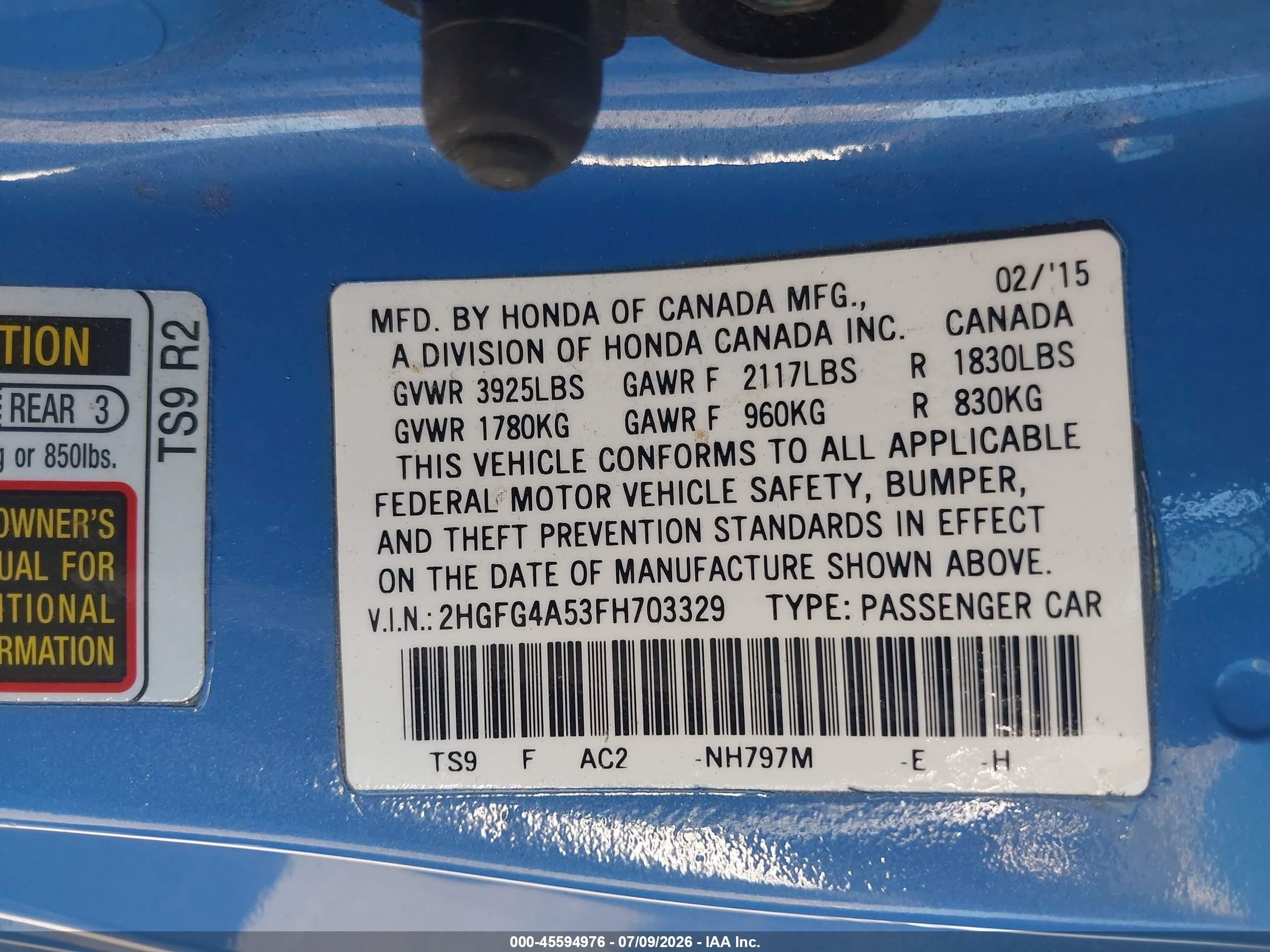 2015 Honda Civic Si Blue vin: 2HGFG4A53FH703329