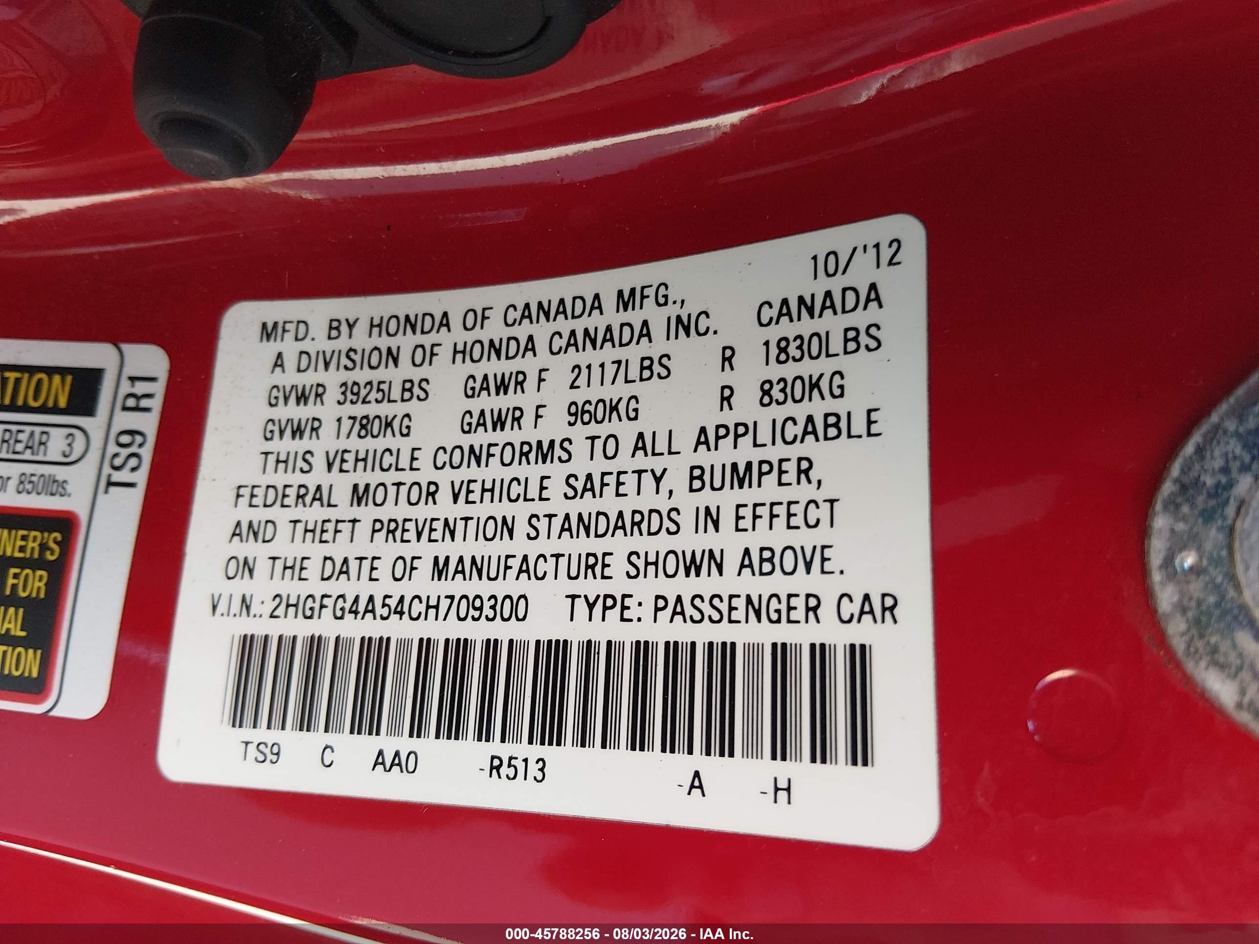 2012 Honda Civic Si Red vin: 2HGFG4A54CH709300