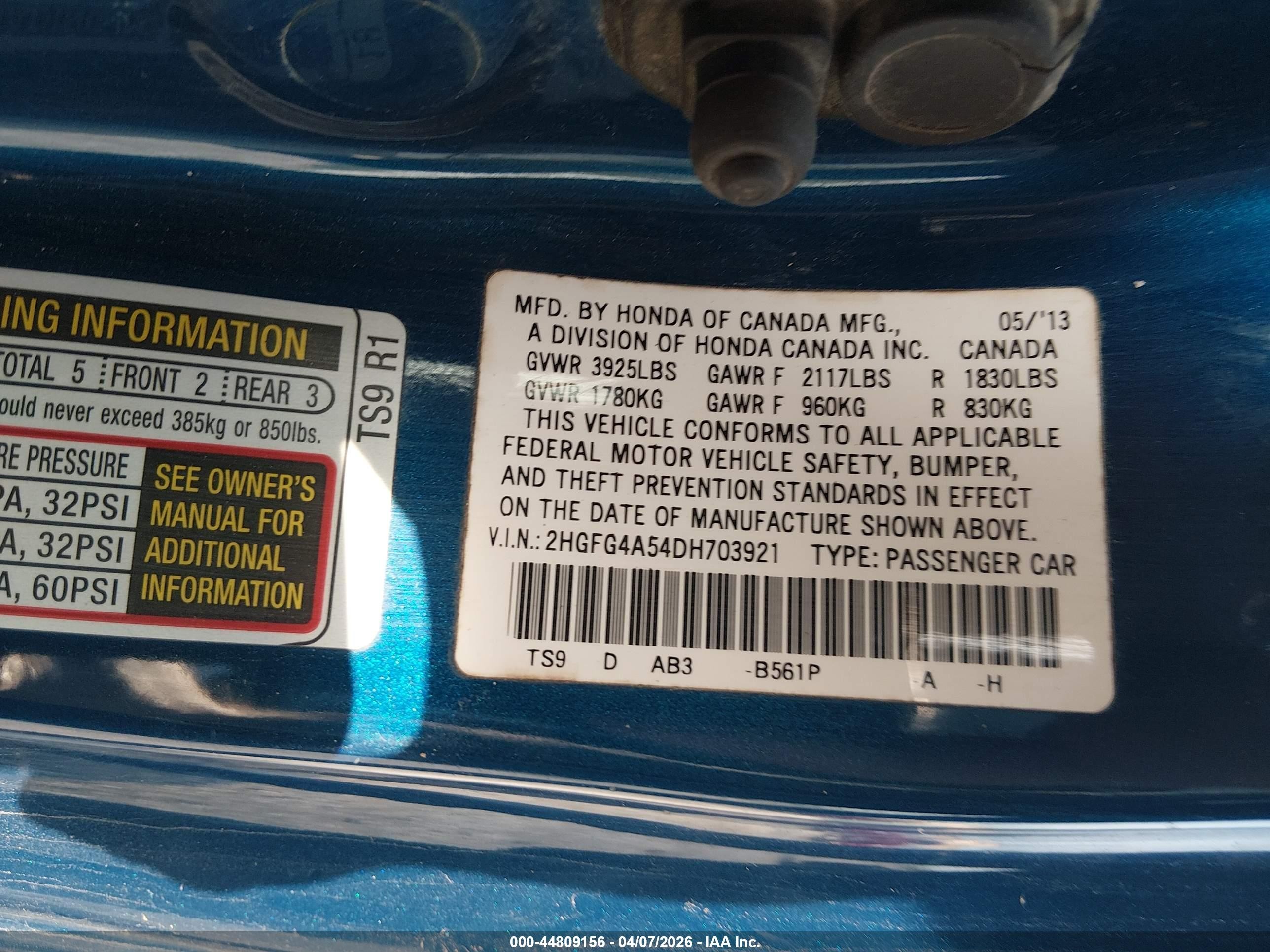 2013 Honda Civic Si Blue vin: 2HGFG4A54DH703921