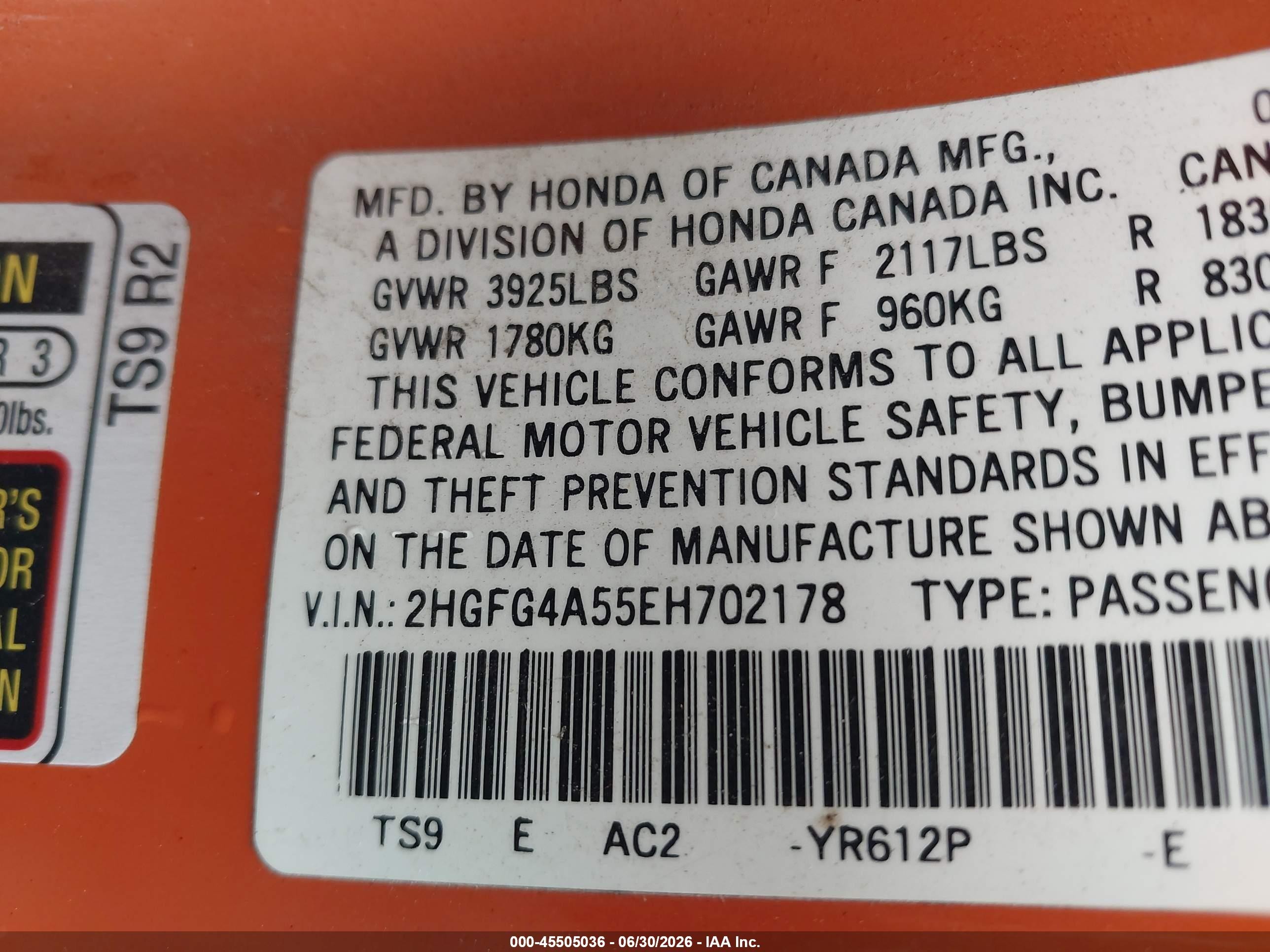 2014 Honda Civic Si Orange vin: 2HGFG4A55EH702178