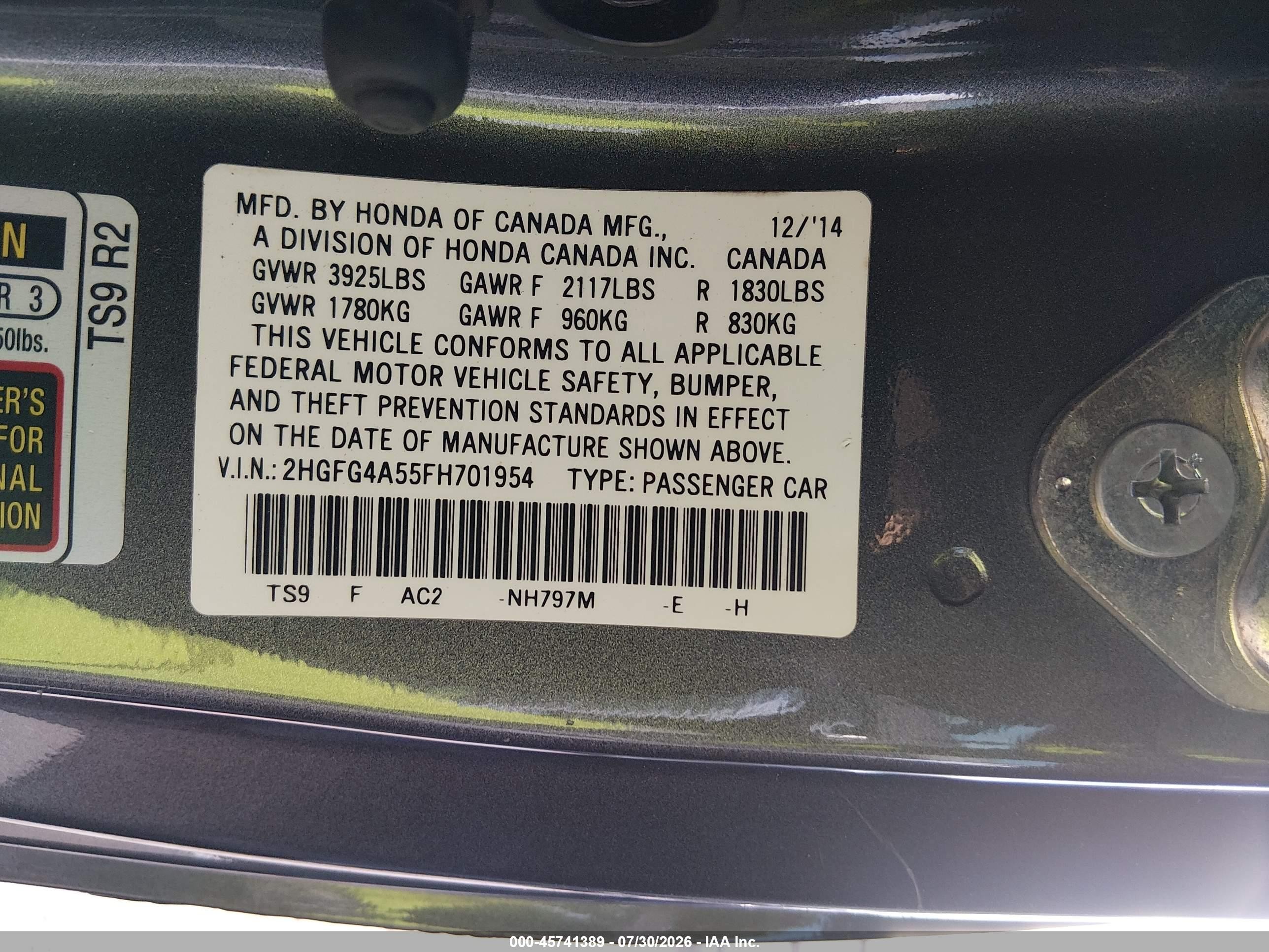 2015 Honda Civic Si Gray vin: 2HGFG4A55FH701954