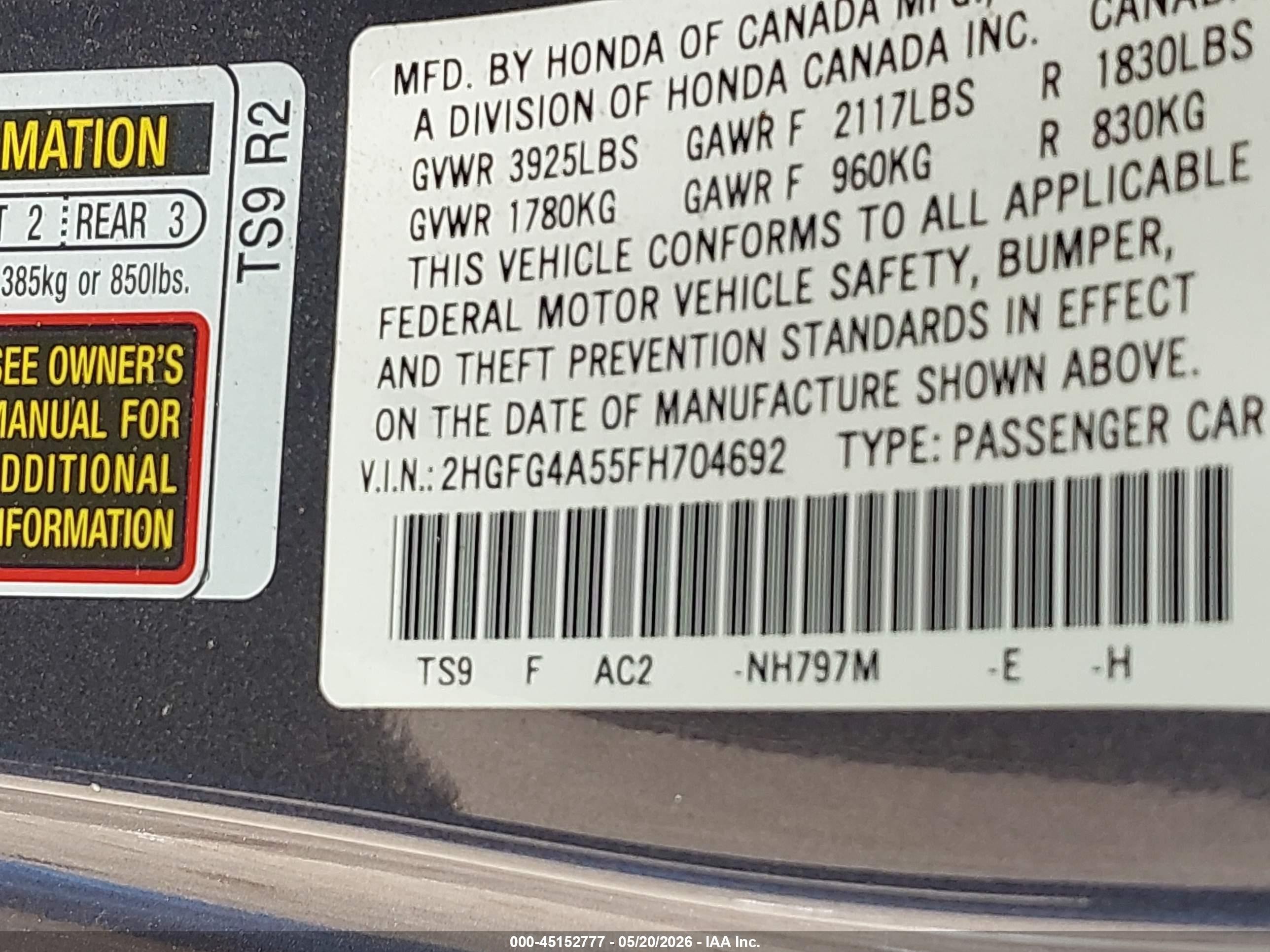 2015 Honda Civic Si Gray vin: 2HGFG4A55FH704692