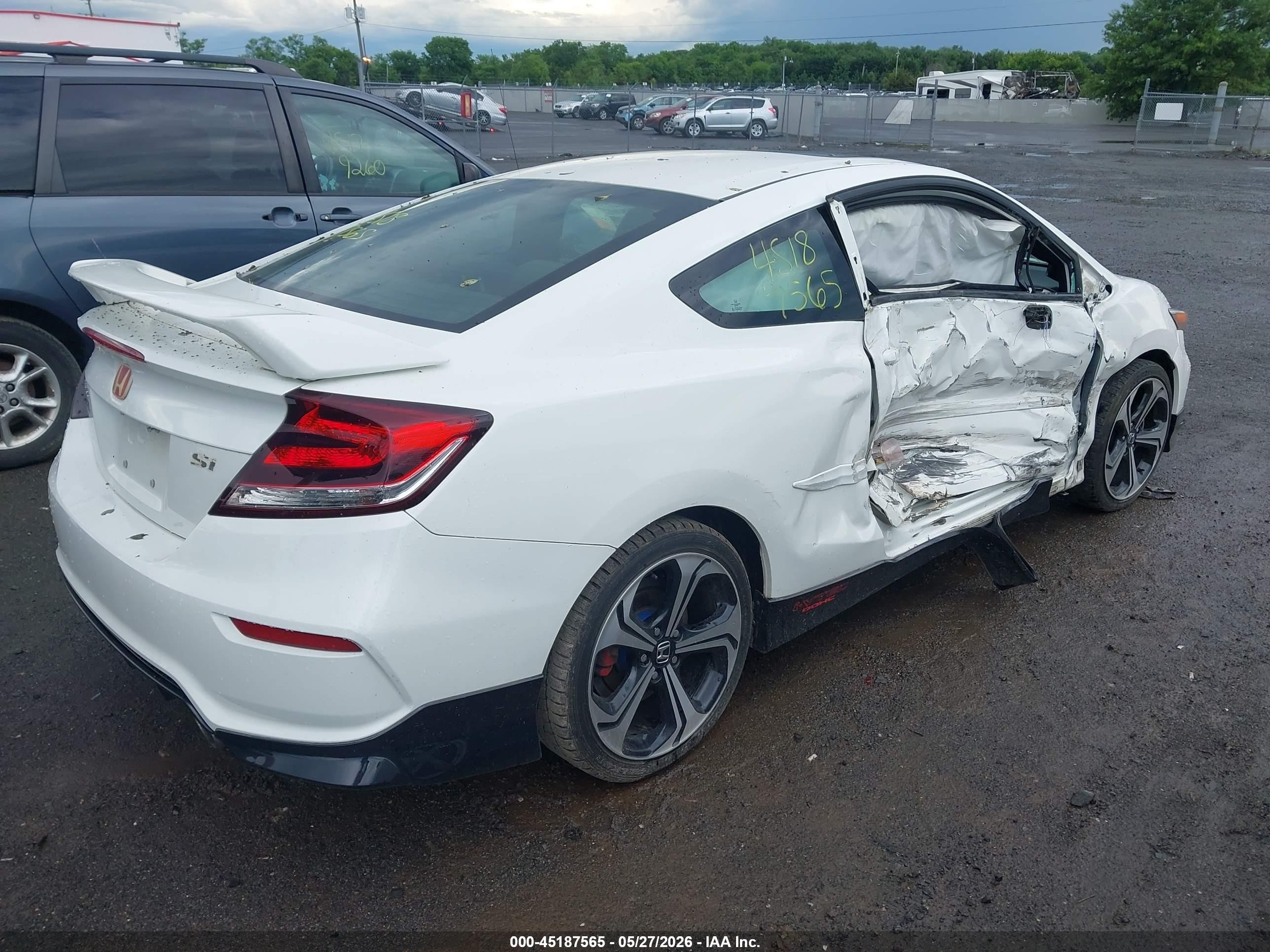2015 Honda Civic Si White vin: 2HGFG4A56FH701025
