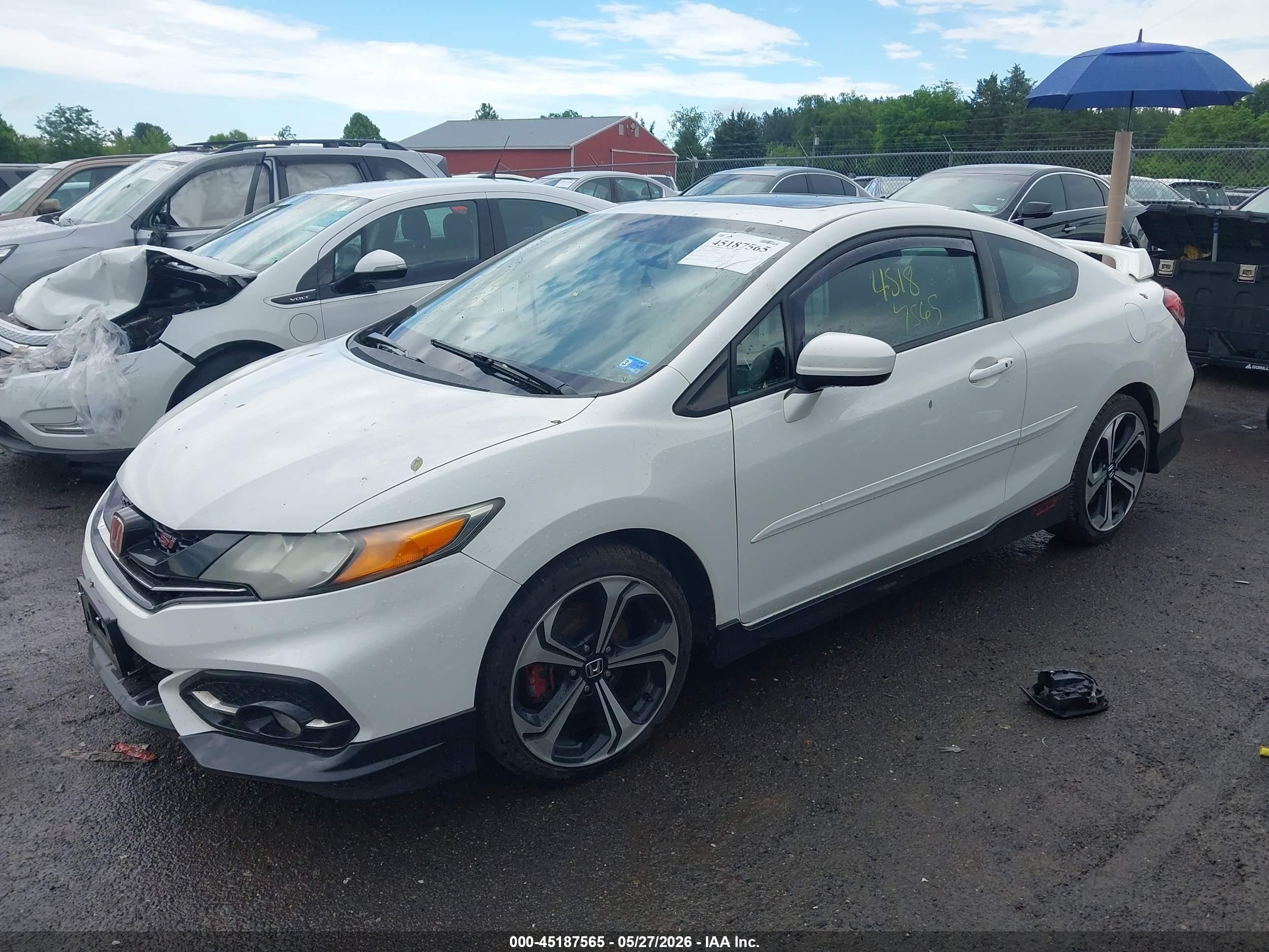 2015 Honda Civic Si White vin: 2HGFG4A56FH701025