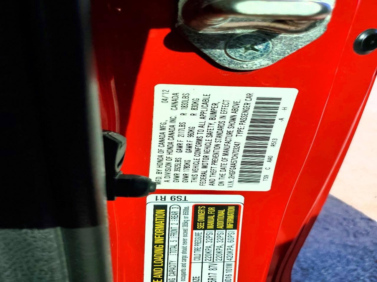 2012 Honda Civic Si Red vin: 2HGFG4A57CH703247