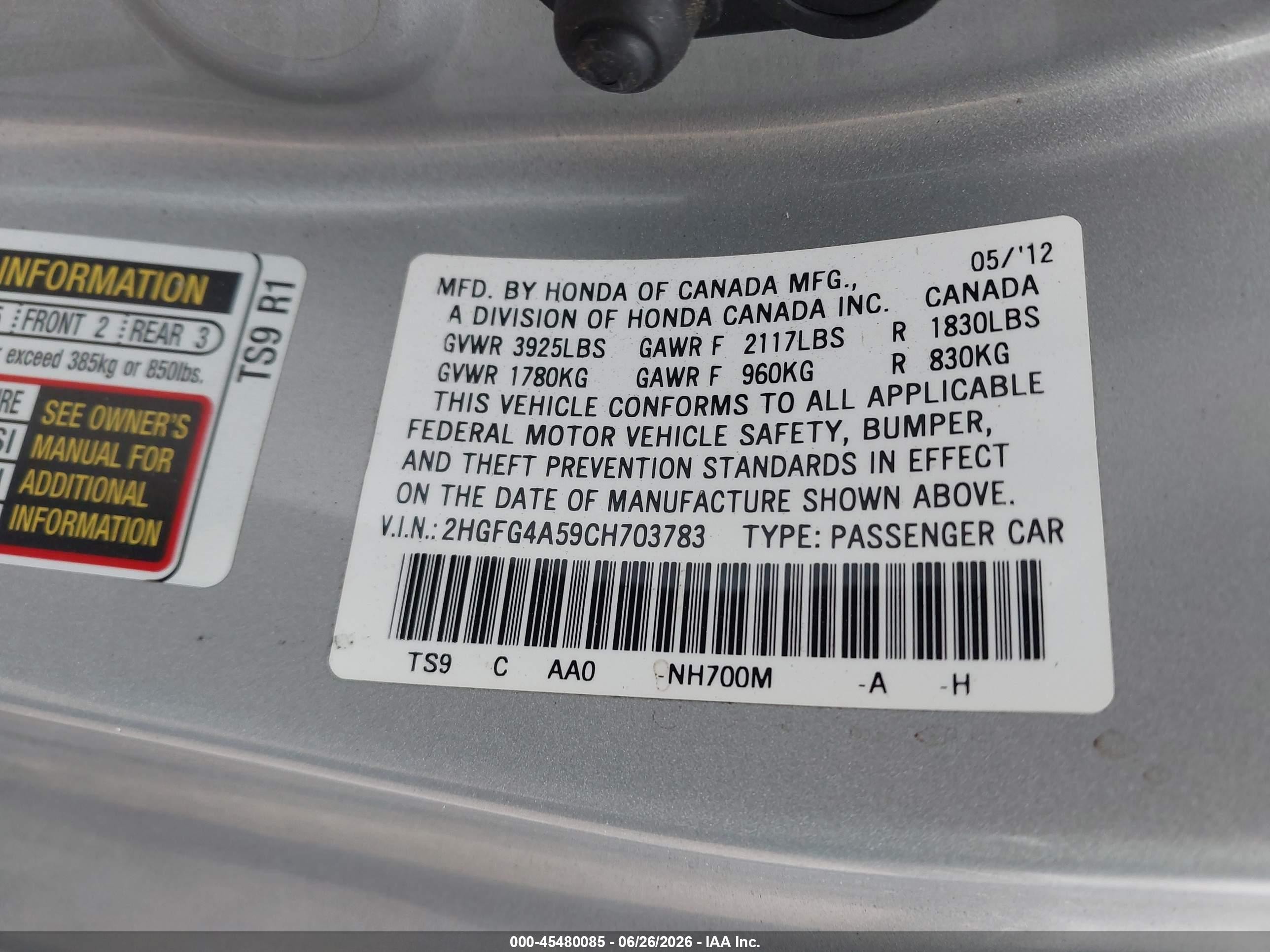 2012 Honda Civic Si Silver vin: 2HGFG4A59CH703783