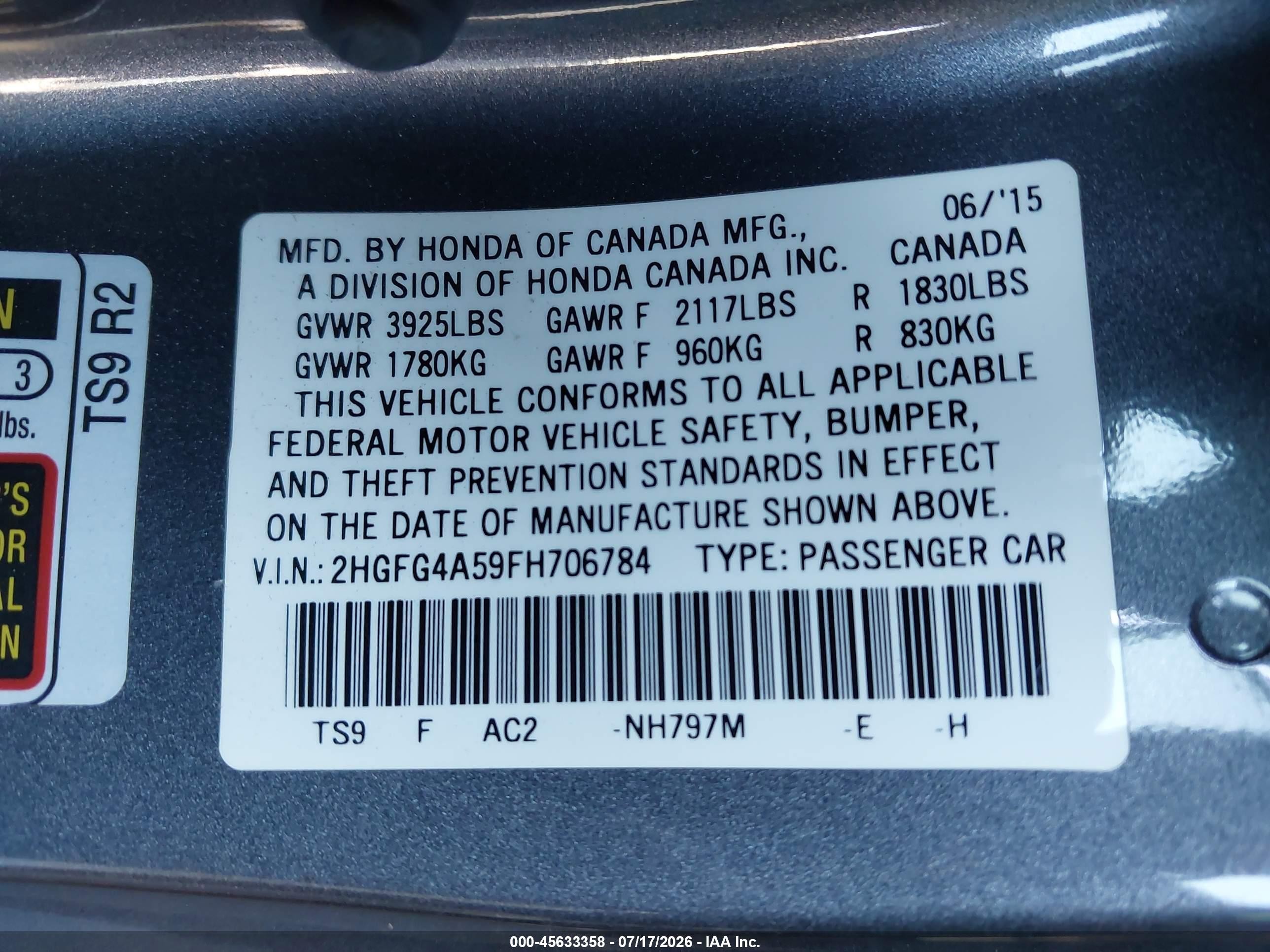 2015 Honda Civic Si Gray vin: 2HGFG4A59FH706784