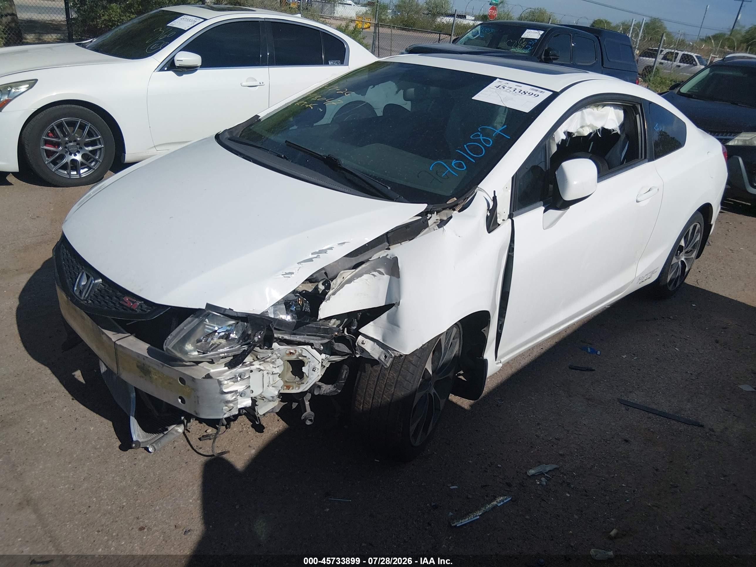 2013 Honda Civic Si White vin: 2HGFG4A5XDH701087