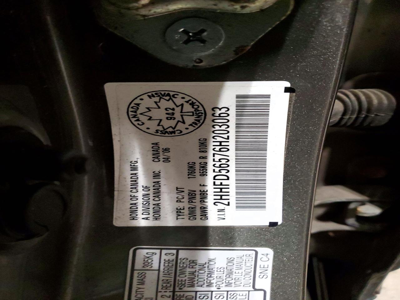 2006 Acura Csx Touring Серый vin: 2HHFD56576H203063