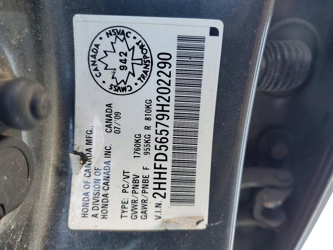 2009 Acura Csx Серый vin: 2HHFD56579H202290