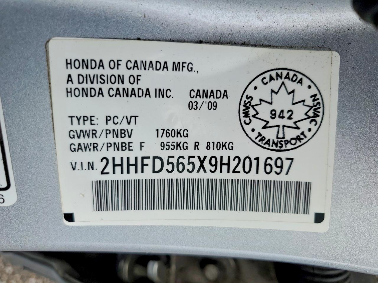 2009 Acura Csx Серебряный vin: 2HHFD565X9H201697