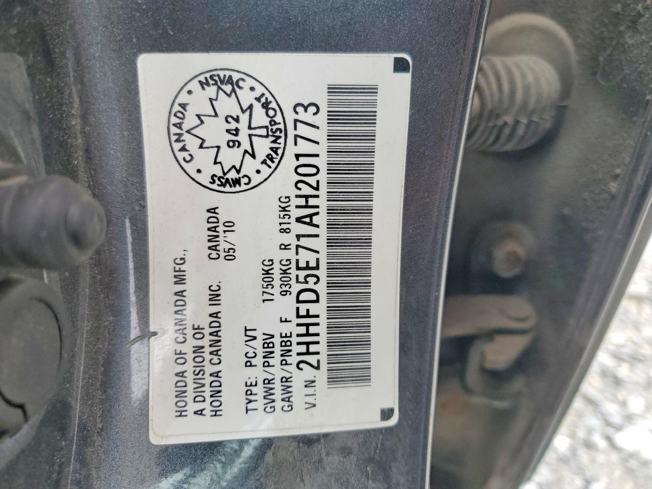 2010 Acura Csx Technology Gray vin: 2HHFD5E71AH201773